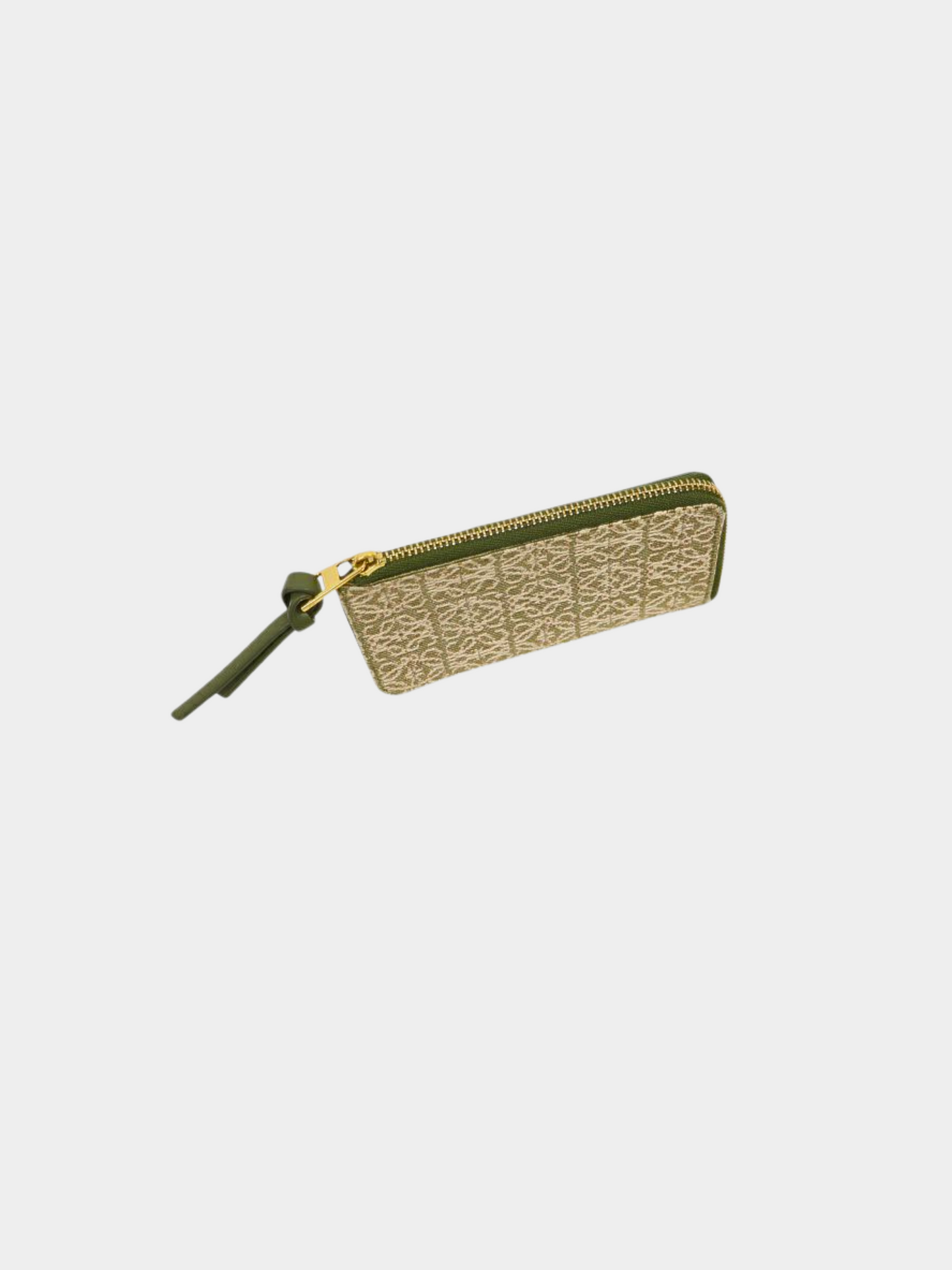 Loewe 2000s Green Anagram Jacquard Canvas and Leather Fragment Case