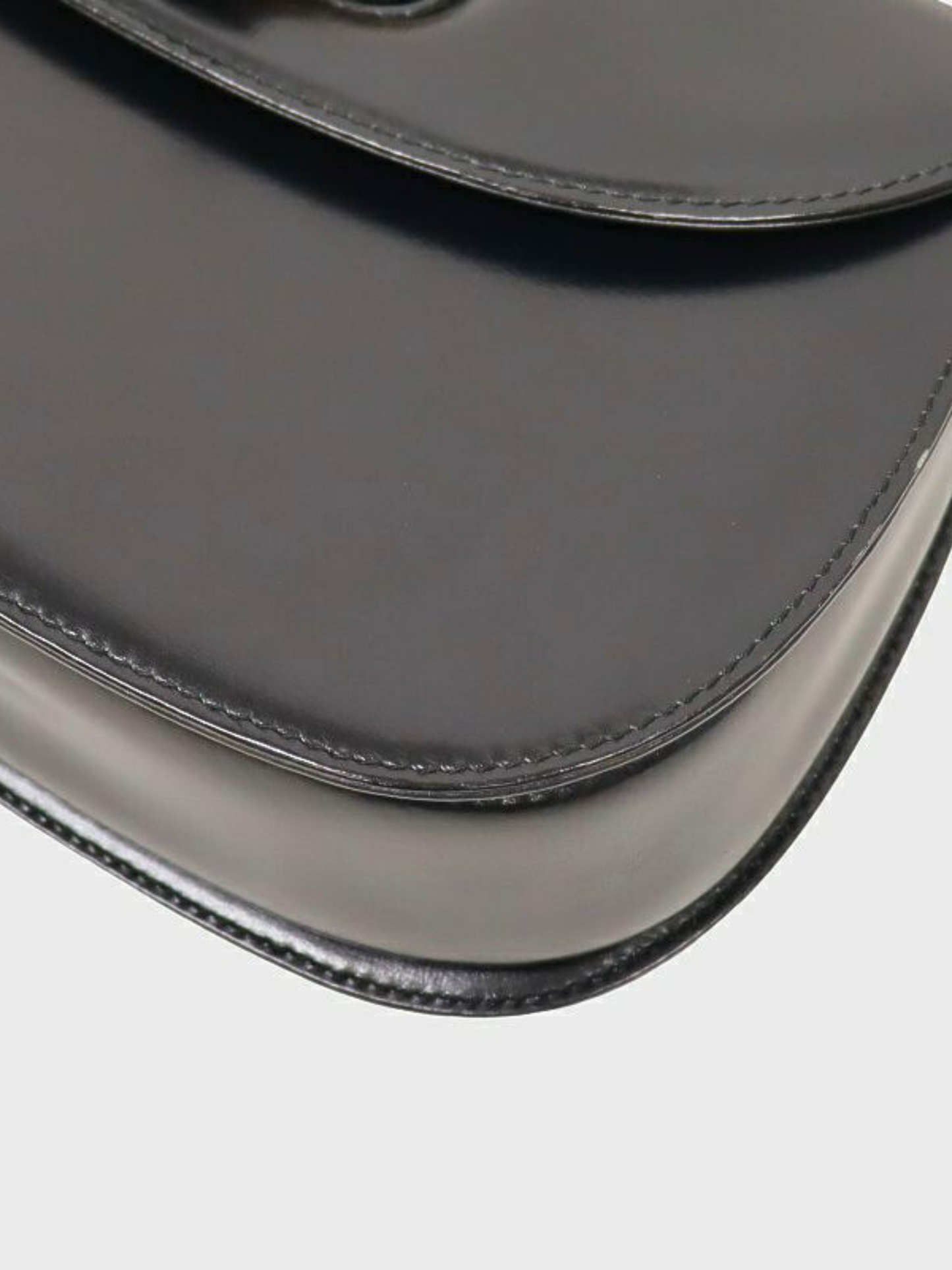 Gucci 1990s Black Bamboo Leather Turn Lock 2-Way Bag