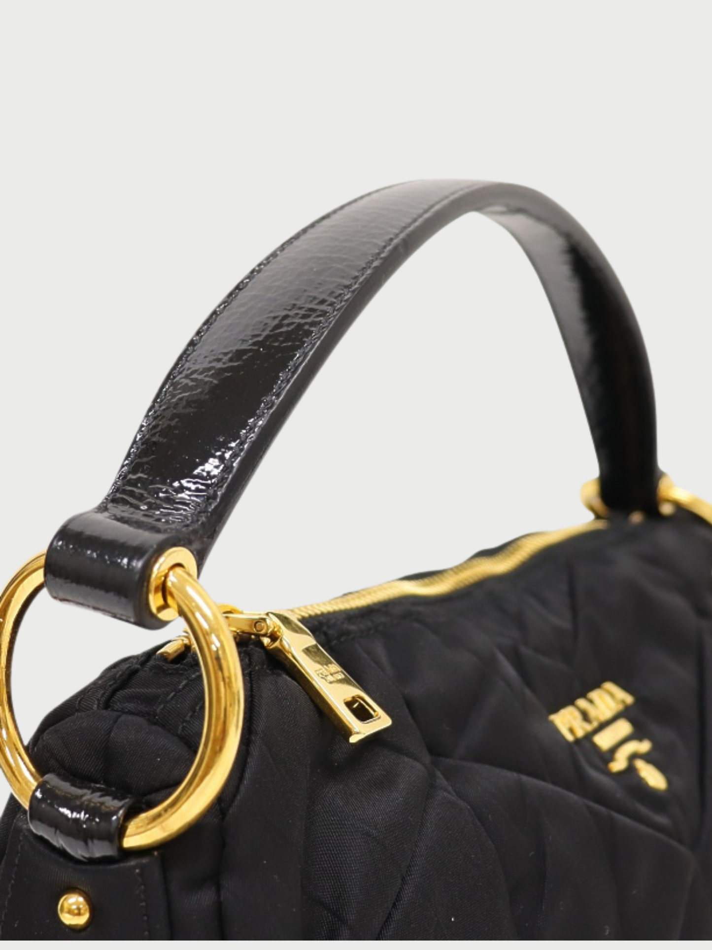 Prada 2000s Black Nylon Leather Logo Hardware One Shoulder Bag