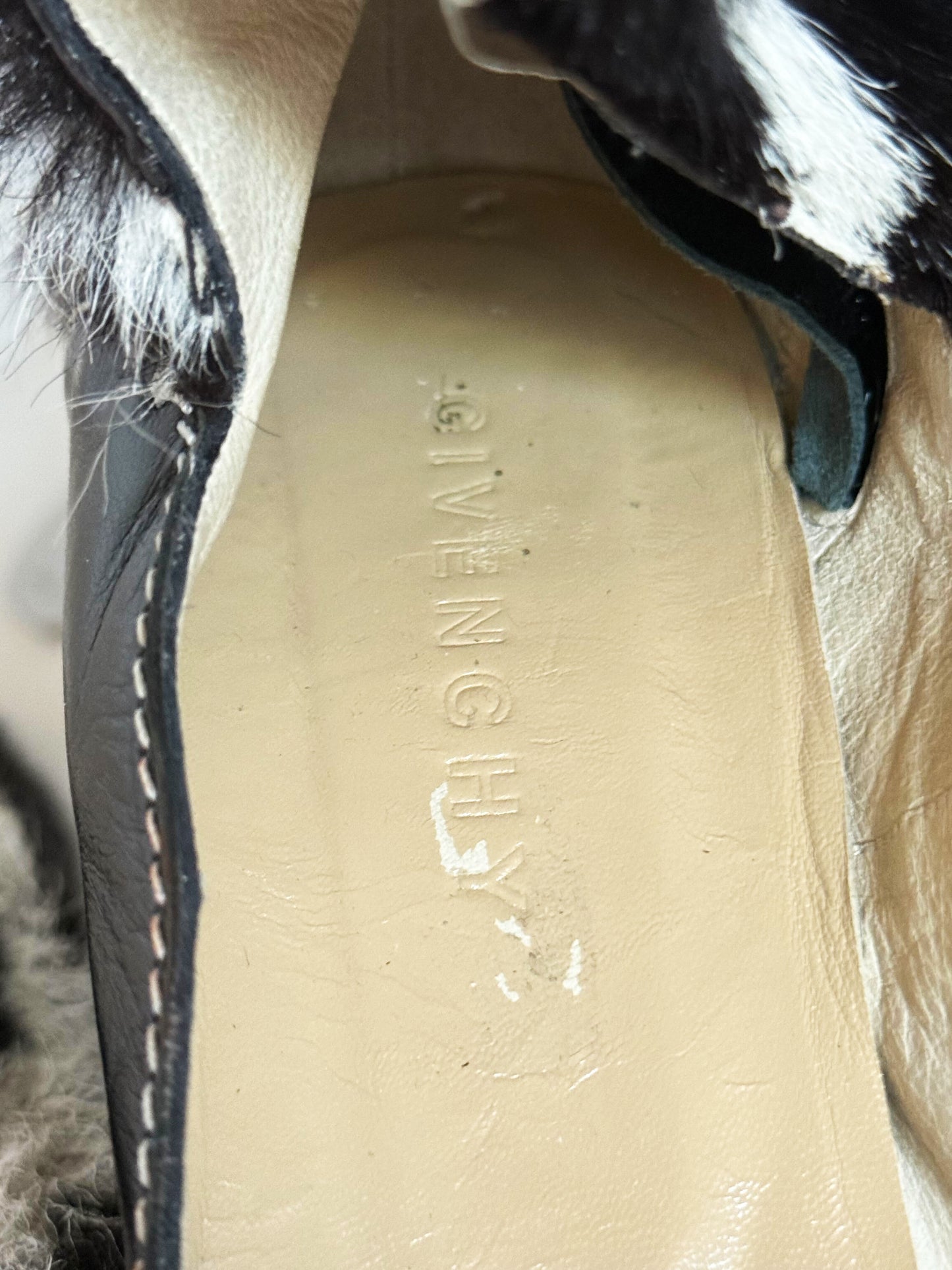 Givenchy 2010s Black and White Fur Heels