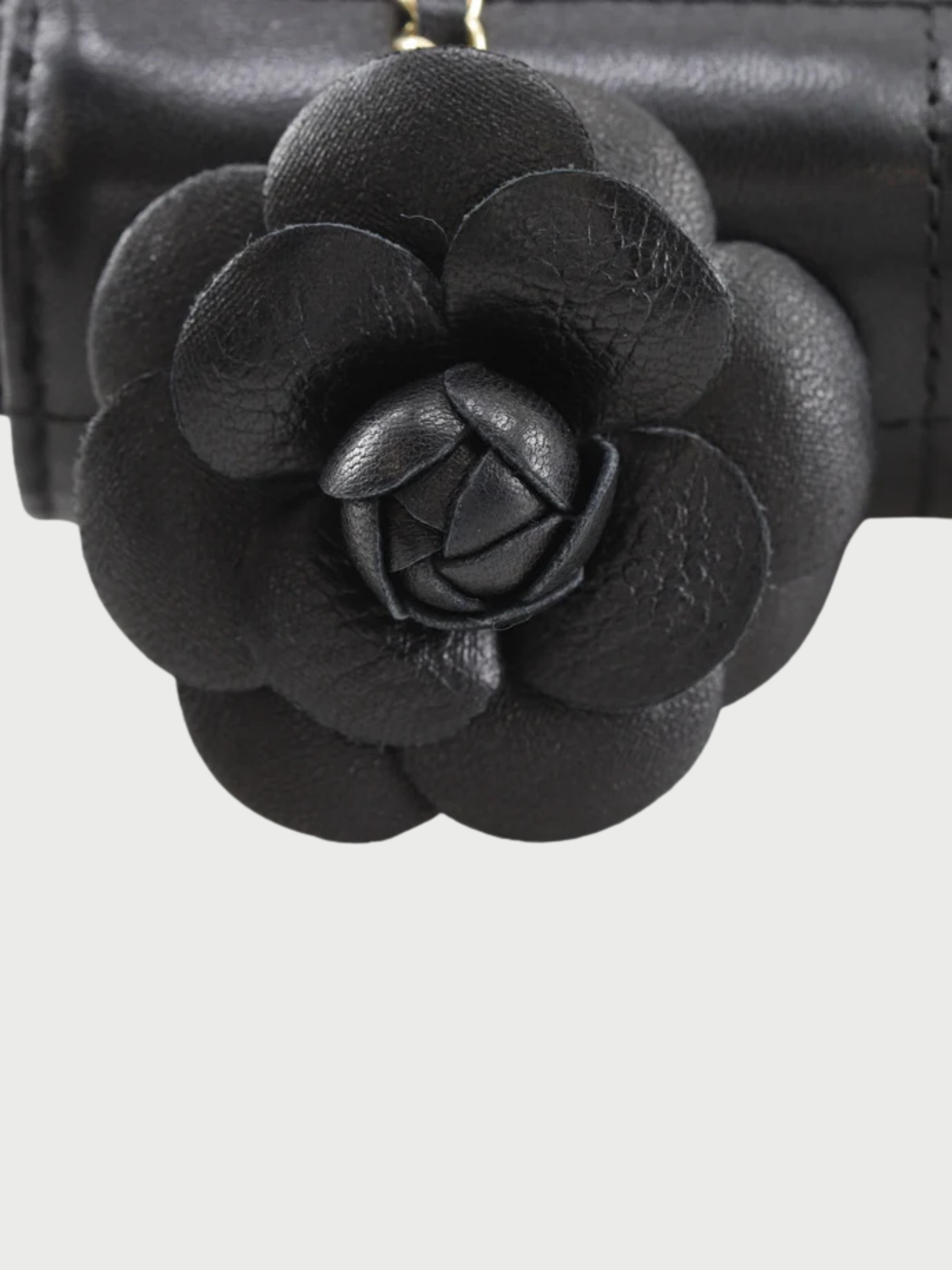 Chanel 2000s Black Calfskin Choco Bar Camellia Chain Shoulder Bag