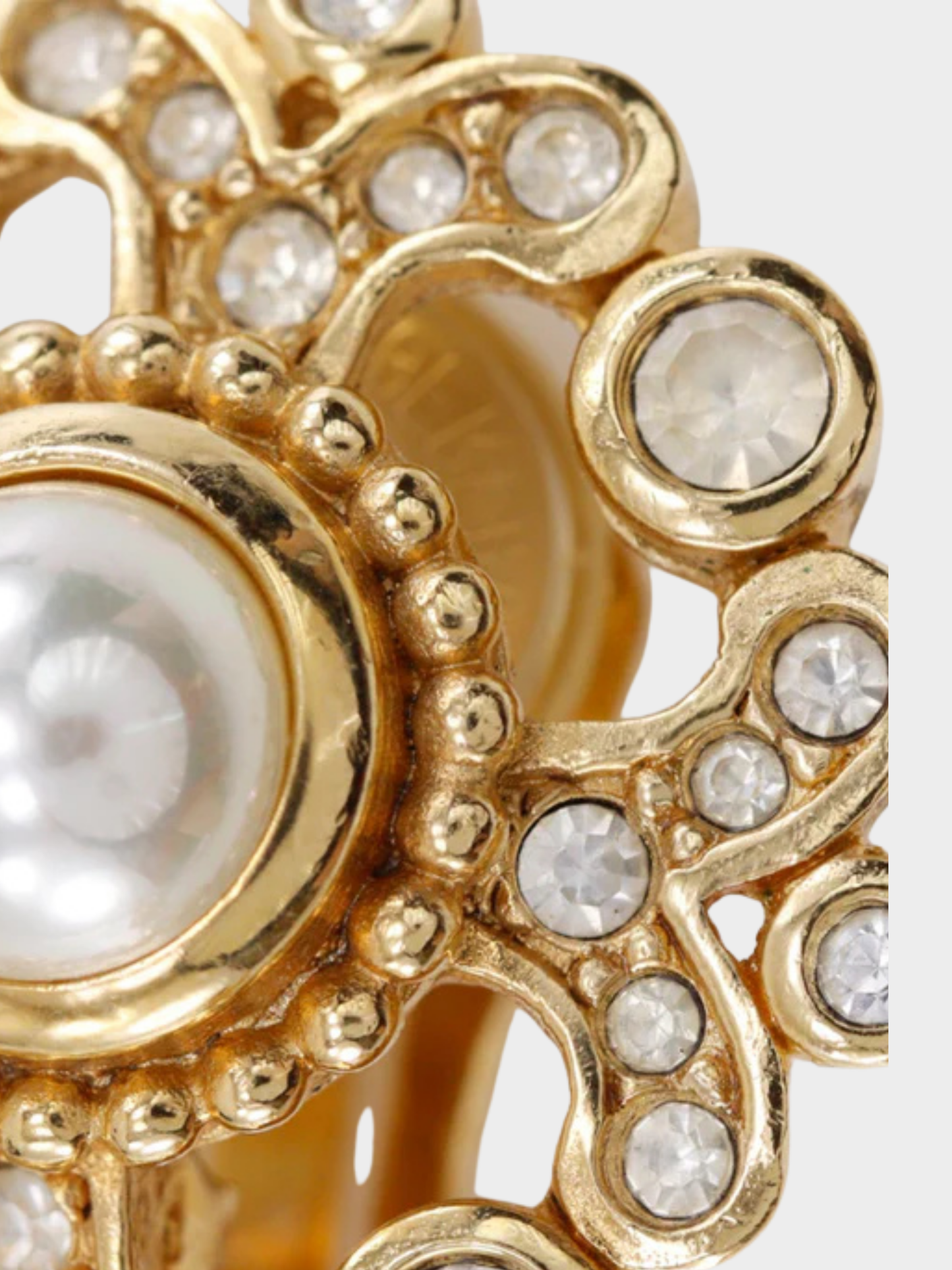 Christian Dior 1980s Gold Faux Pearl Rhinestone Earrings