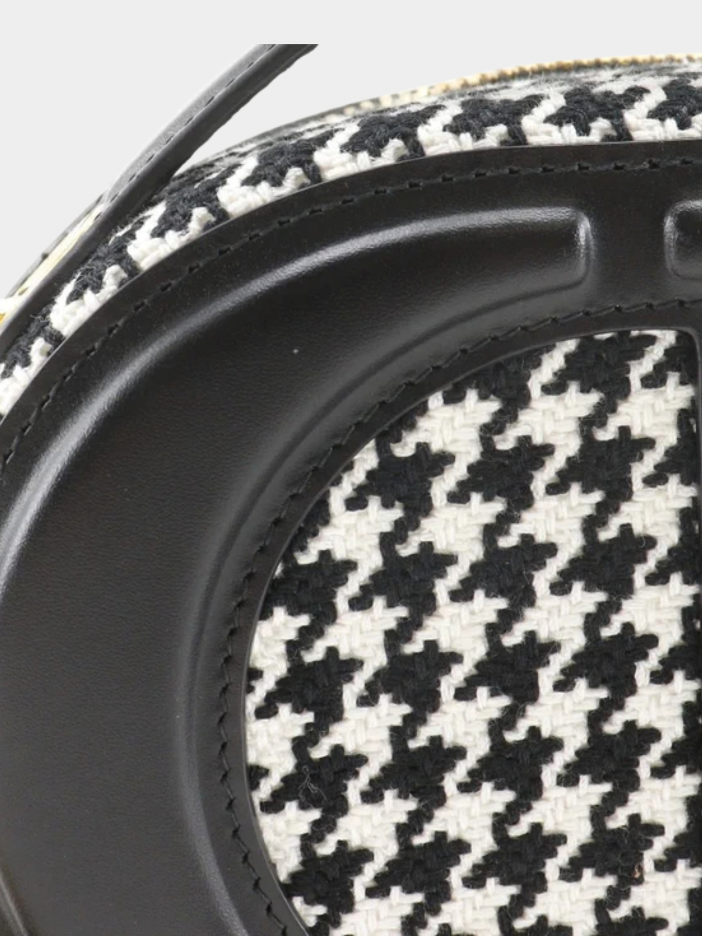Christian Dior 2020s Black White Canvas Leather CD Signature Houndstooth Camera Bag