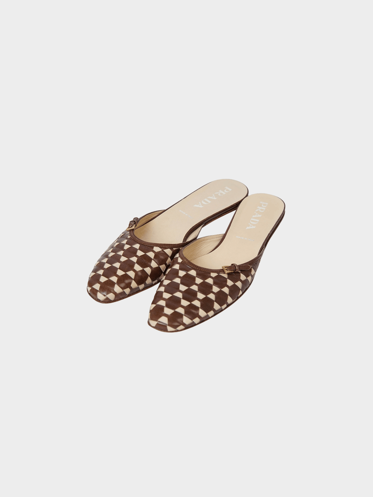 Prada 2000s Brown Woven Leather Flats
