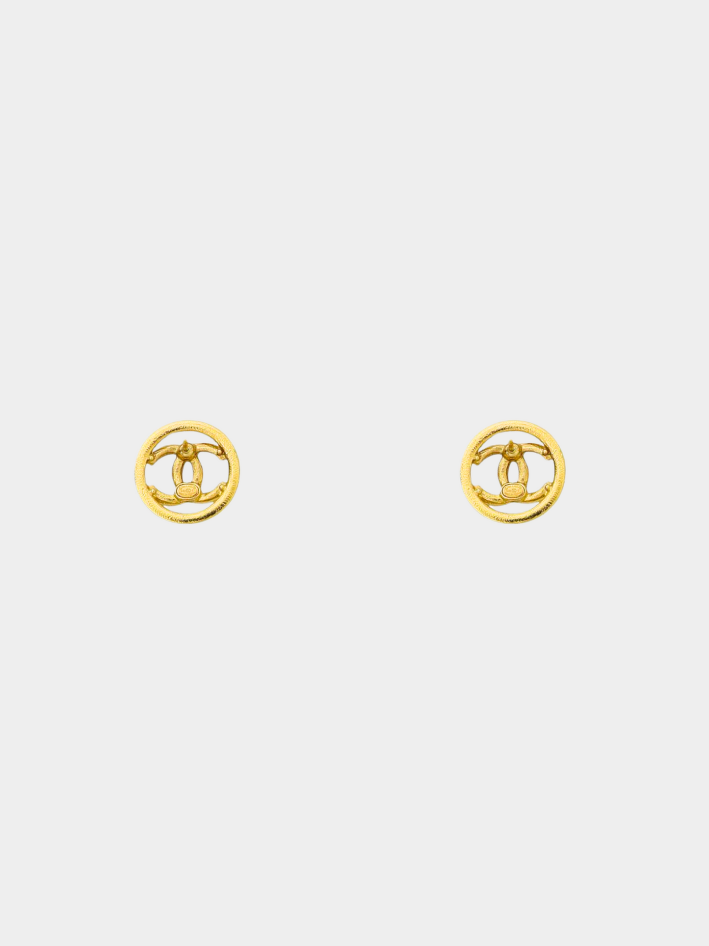 Chanel 2010s Gold CC Round Stud Earrings