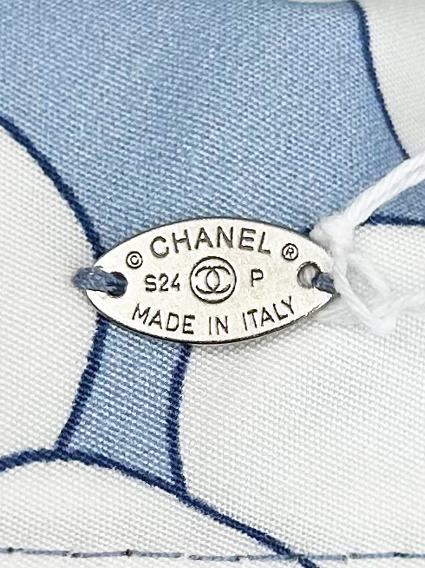 Chanel SS 2024 Denim with Sequin CC and Clover Print Reversible Bucket Hat