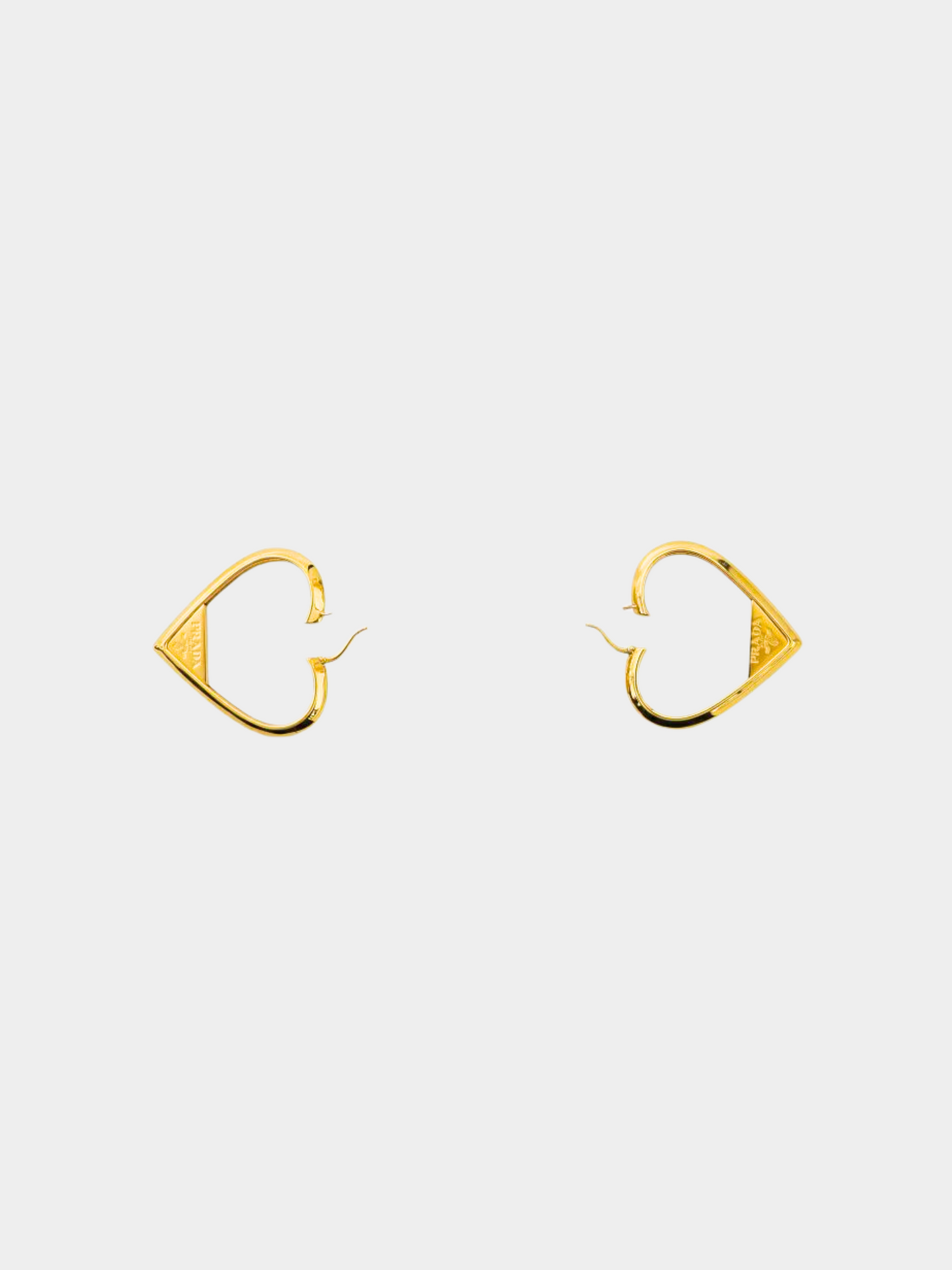 Prada 2000s Gold Heart Hoop Earrings