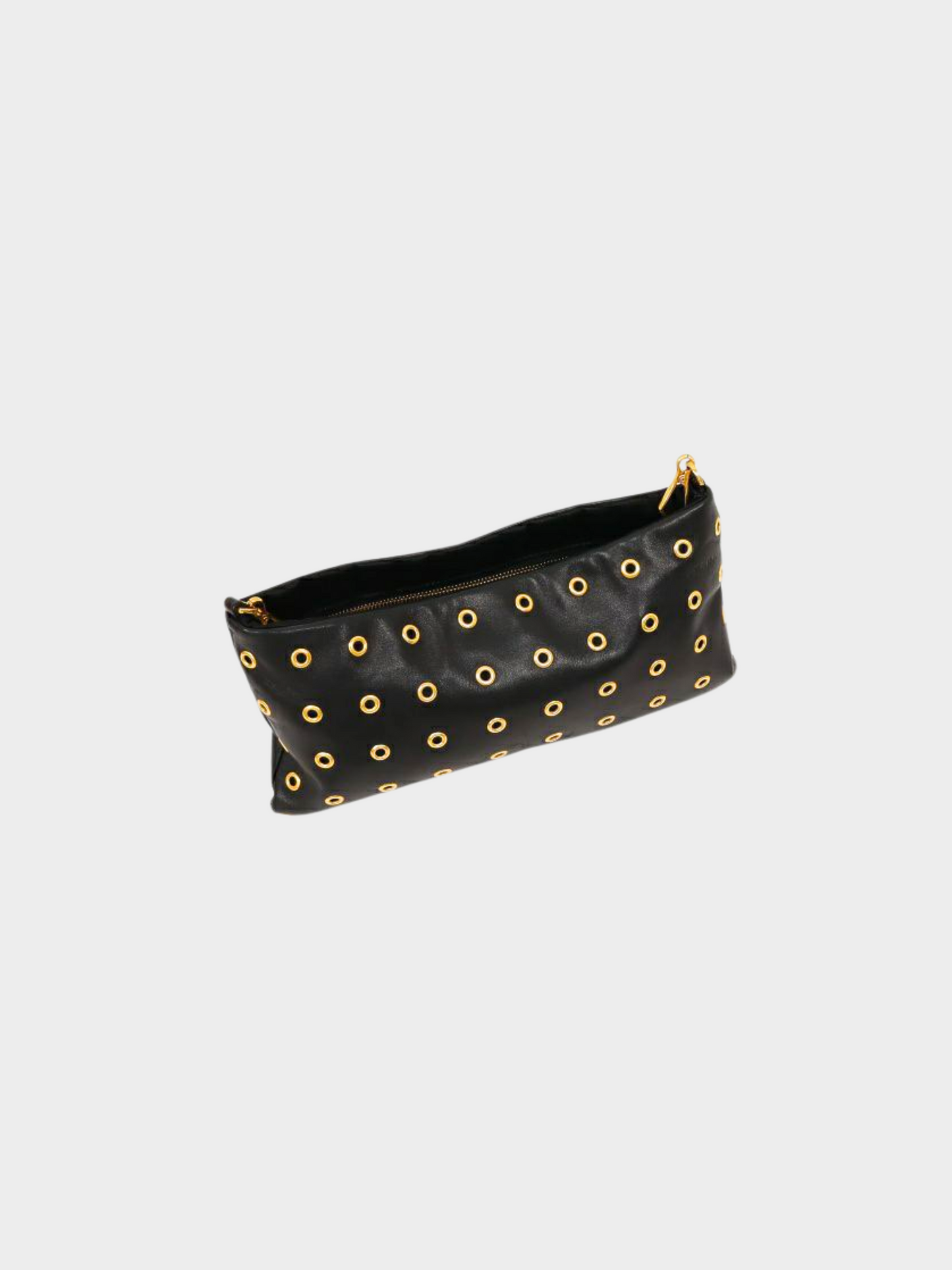 Prada 2000s Black Leather Grommet Shoulder Bag