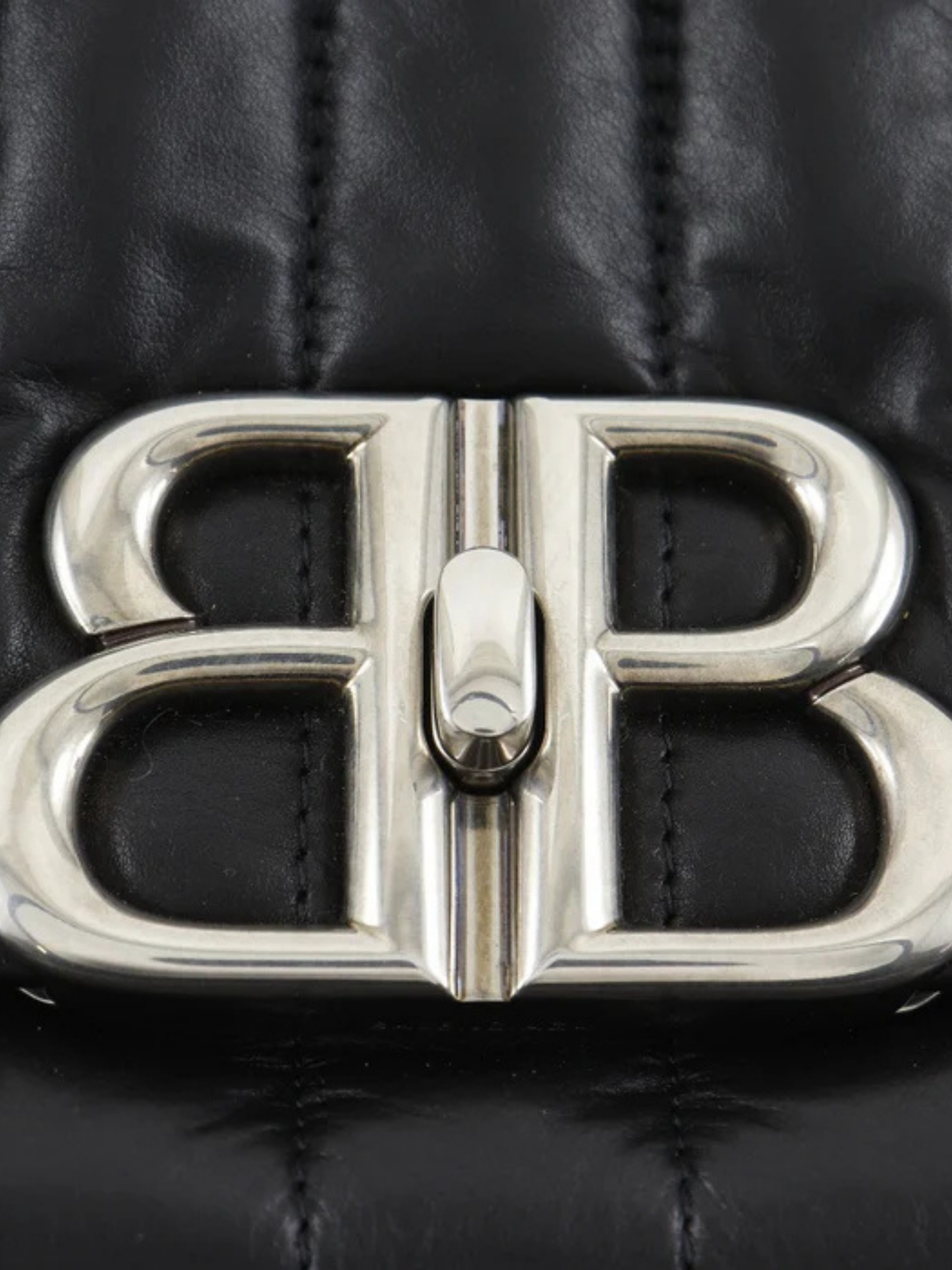 Balenciaga 2020s Black Calfskin Leather Monaco Quilted Shoulder Bag