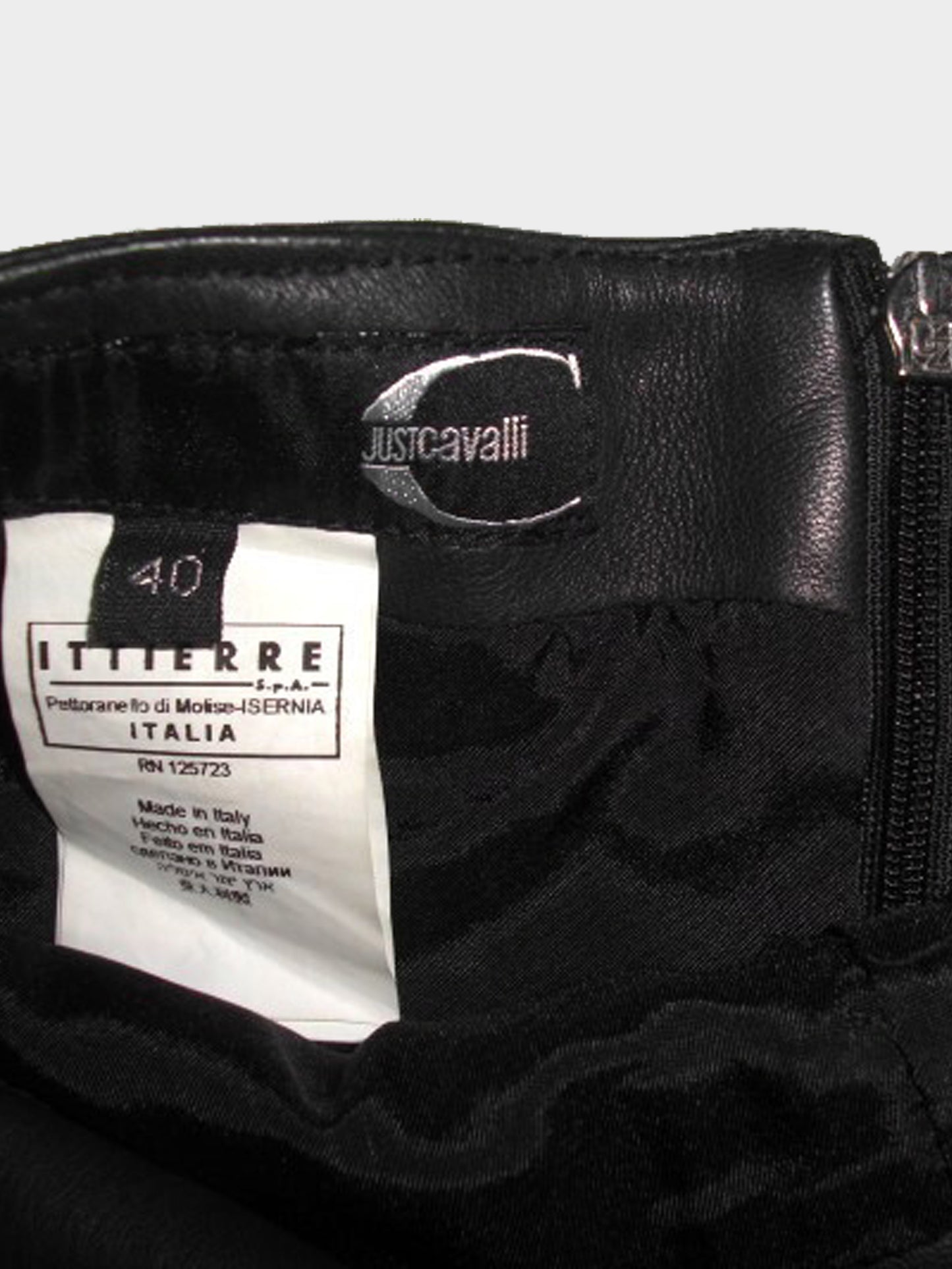 Roberto Cavalli 2000s Just Cavalli Black Leather and Suede Jacket and Mini Skirt Set