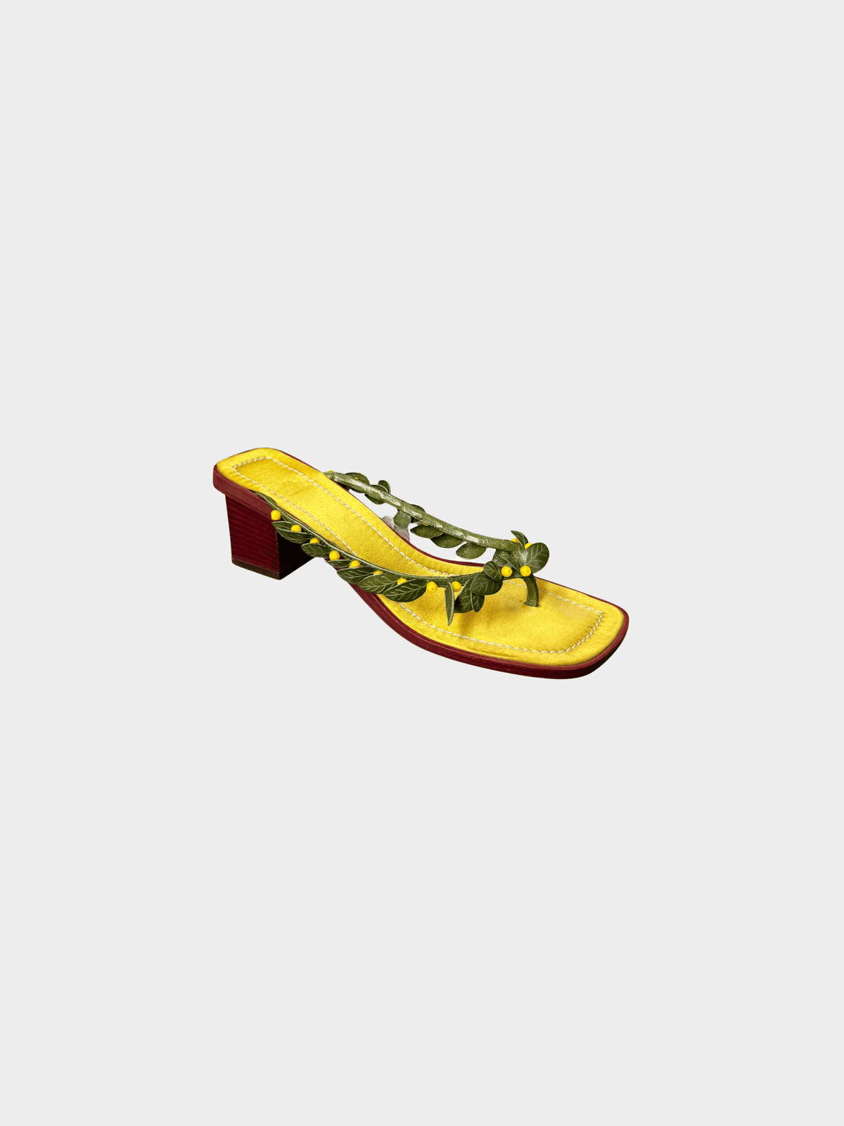 Valentino 2000s Yellow Leaf Applique Heels