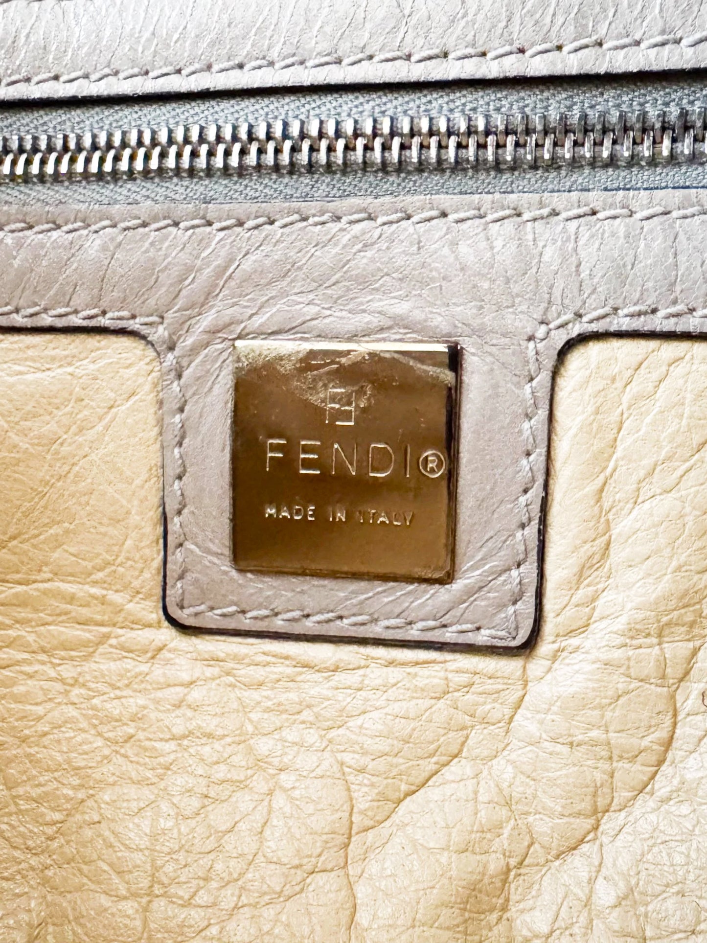 Fendi 2000s Grey Cashmere and Rhinestone Baguette