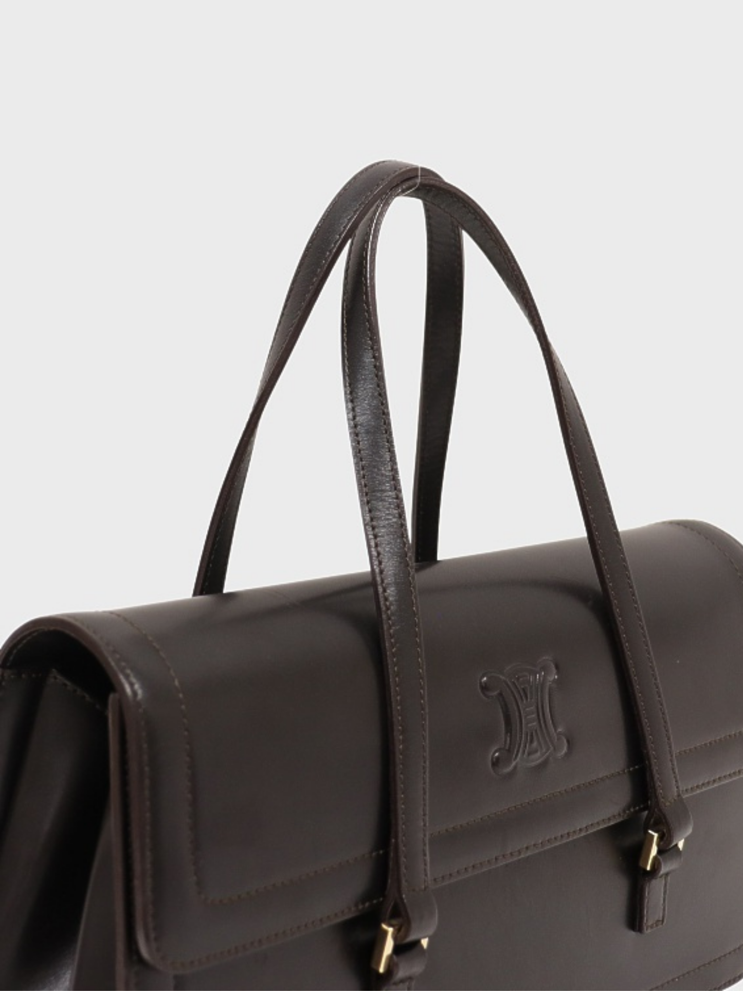 Celine 2000s Black Leather Triomphe Handbag