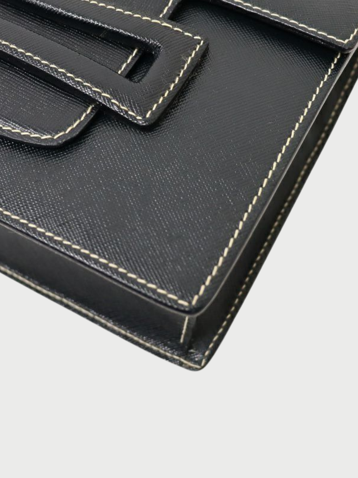 Prada 2000s Navy Saffiano Leather Logo Shoulder Bag