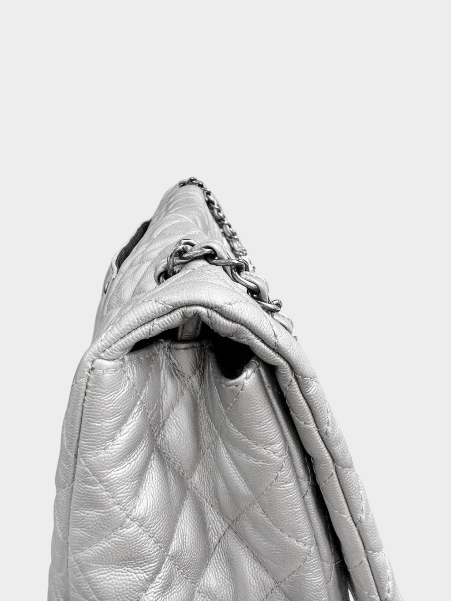 Chanel 2016-2017 Silver Caviar Quilted XXL Travel Flap Bag