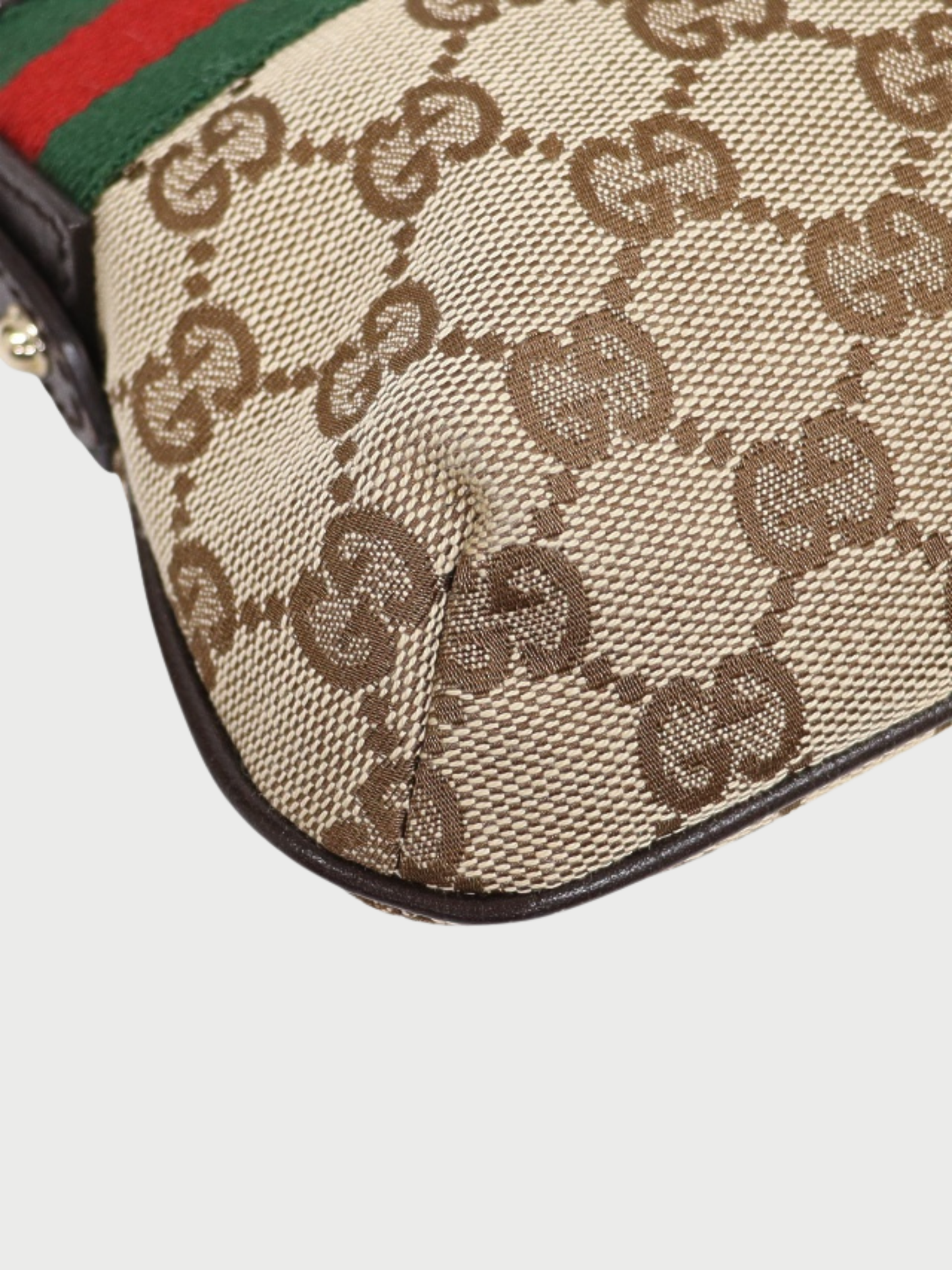Gucci 2000s Beige Brown GG Canvas Sherry Line One Shoulder Bag