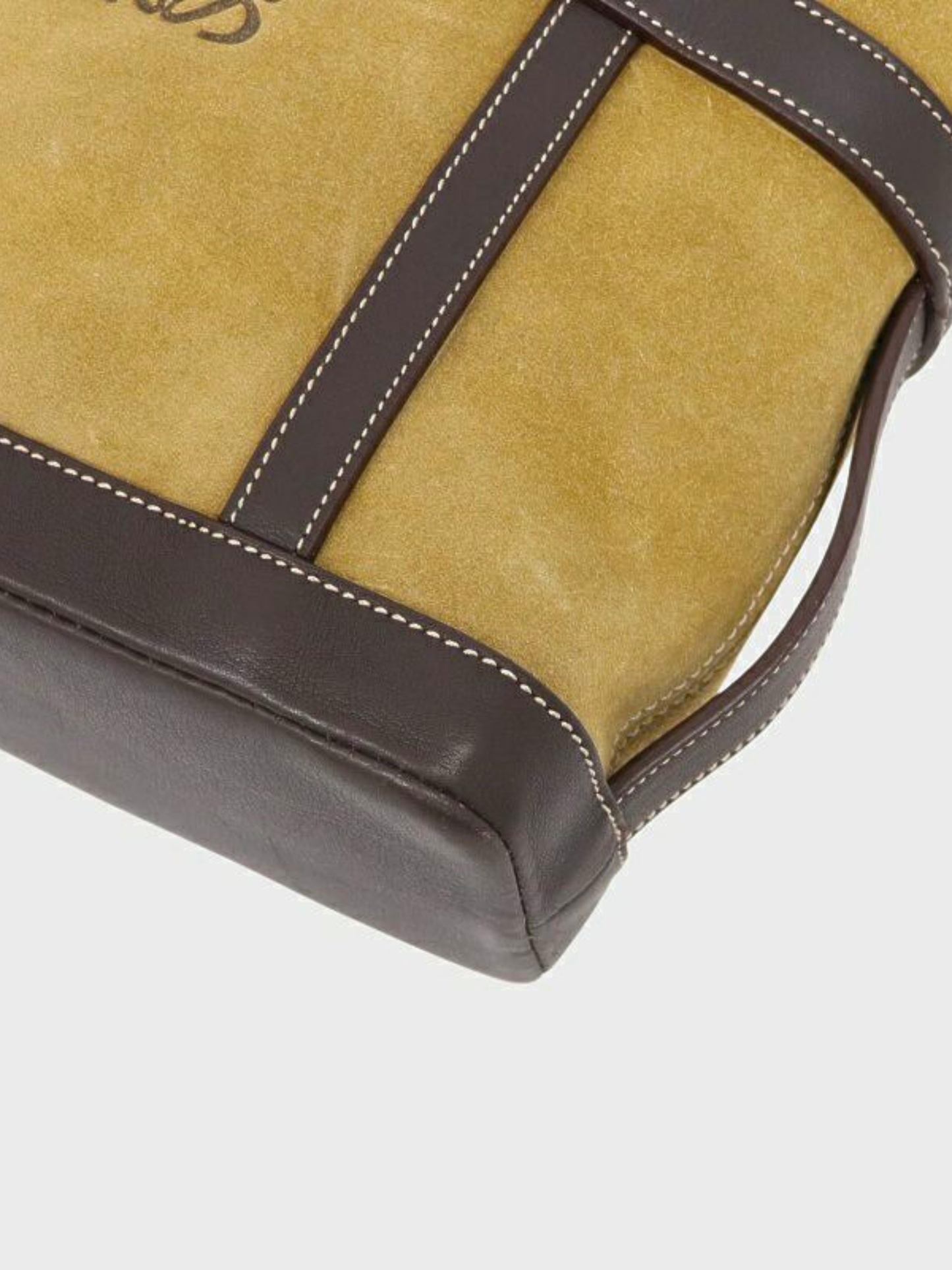 Loewe 2000s Beige Dark Brown Anagram Suede Handbag