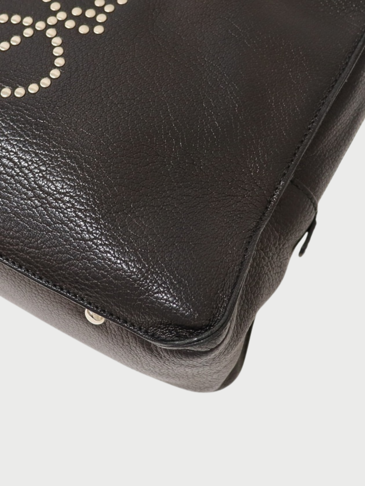 Loewe 2000s Black Leather Anagram Studded Handbag