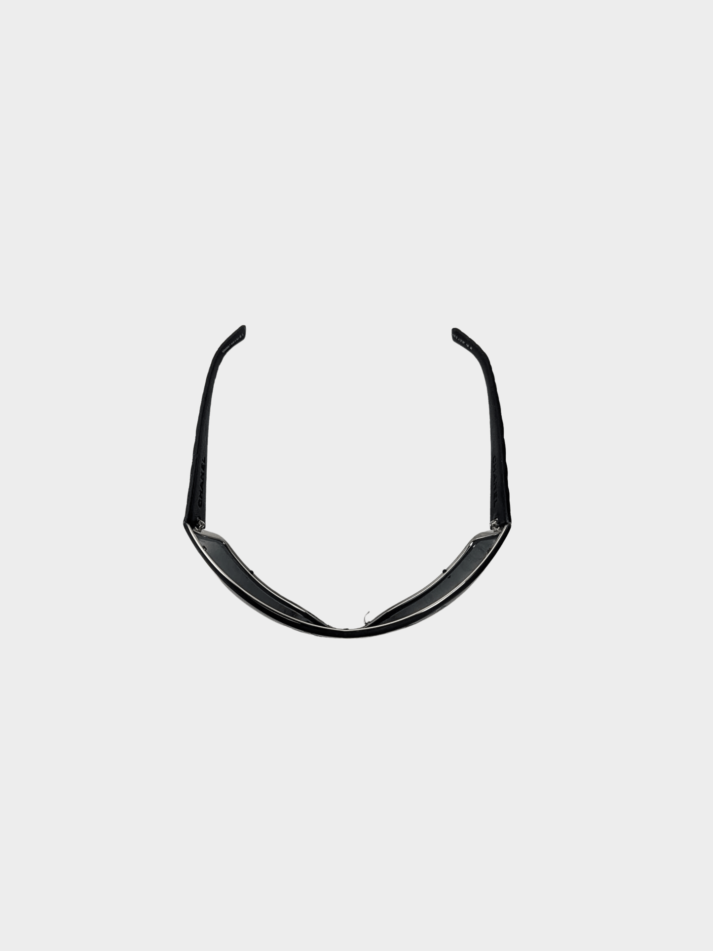 Chanel 2007-2008 Black Oversized Shield Wrap Around Sunglasses