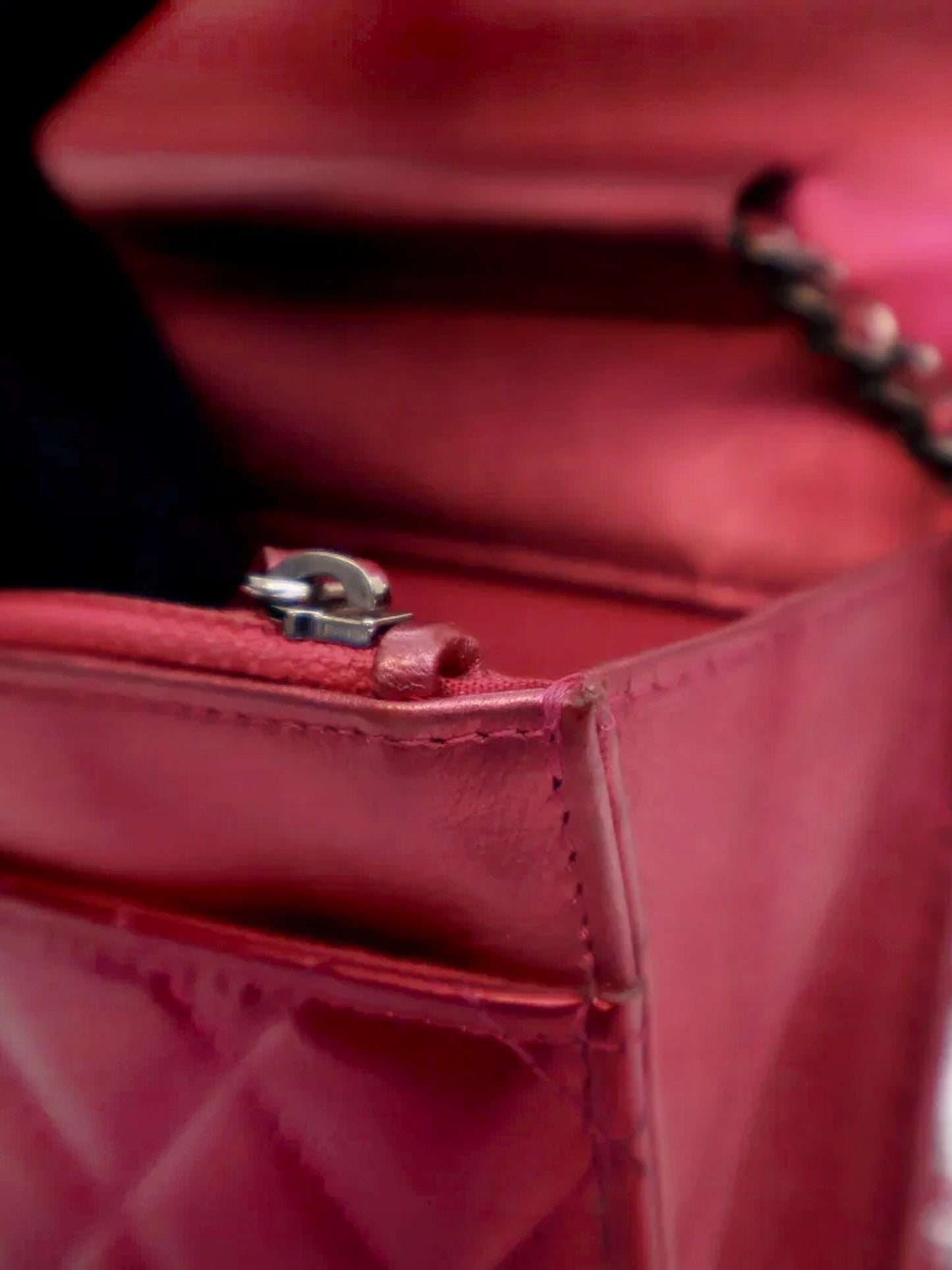Chanel 2014 Pink Patent Boy Wallet On Chain