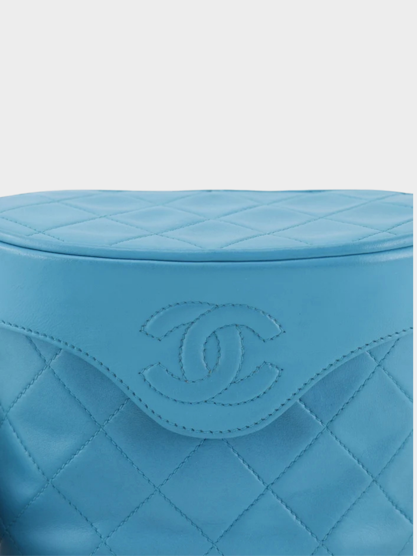 Chanel 1990s Turquoise Lambskin Matelassé Mini Chain Shoulder Bag