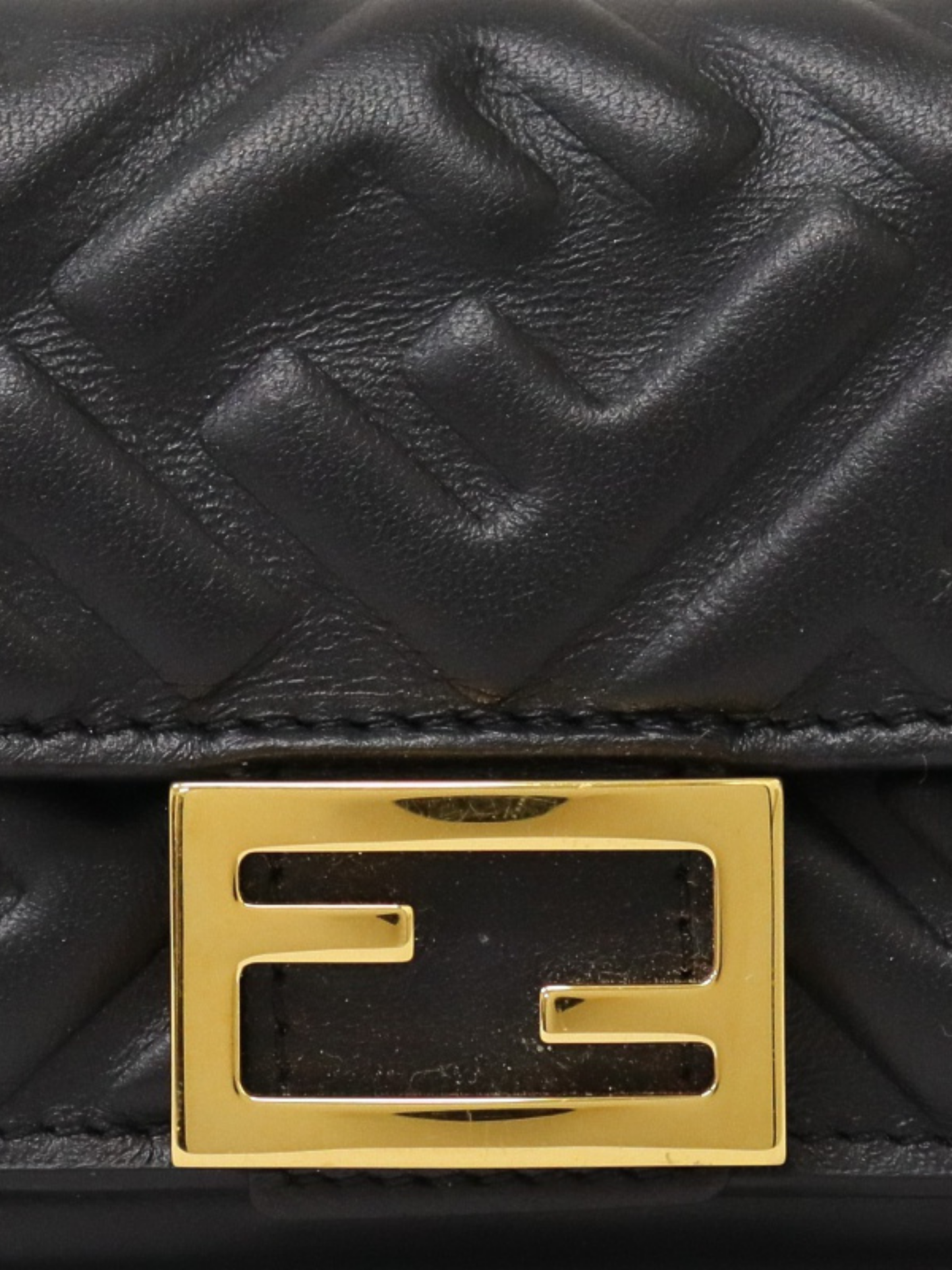 Fendi 2000s Black Leather Logo Hardware Compact Wallet