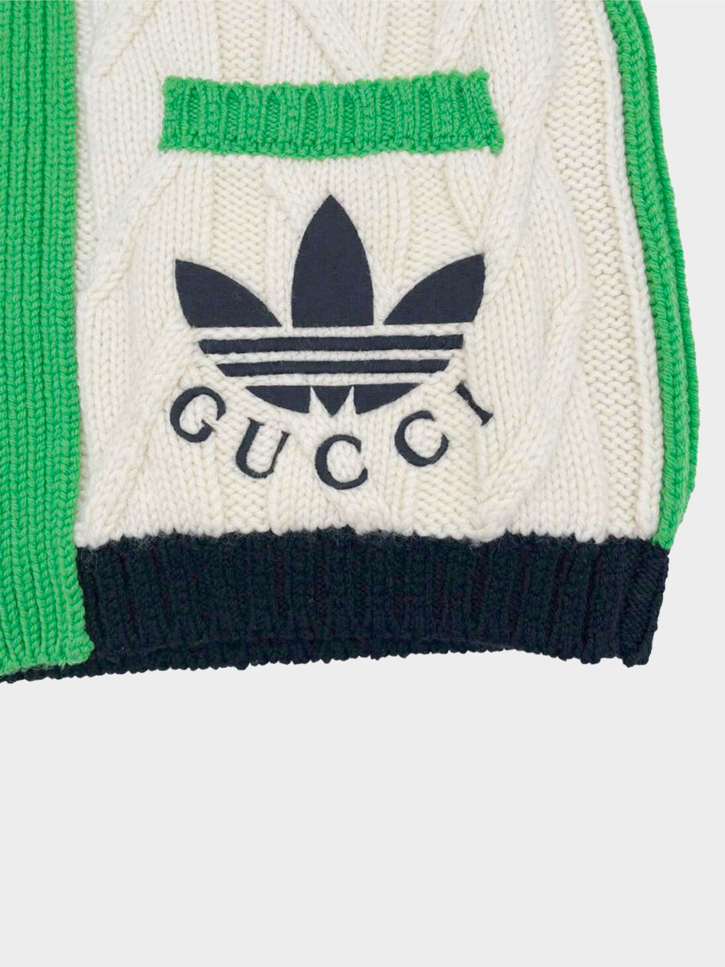 Gucci 2023 Green Adidas X Mixed Knit Wool Cardigan