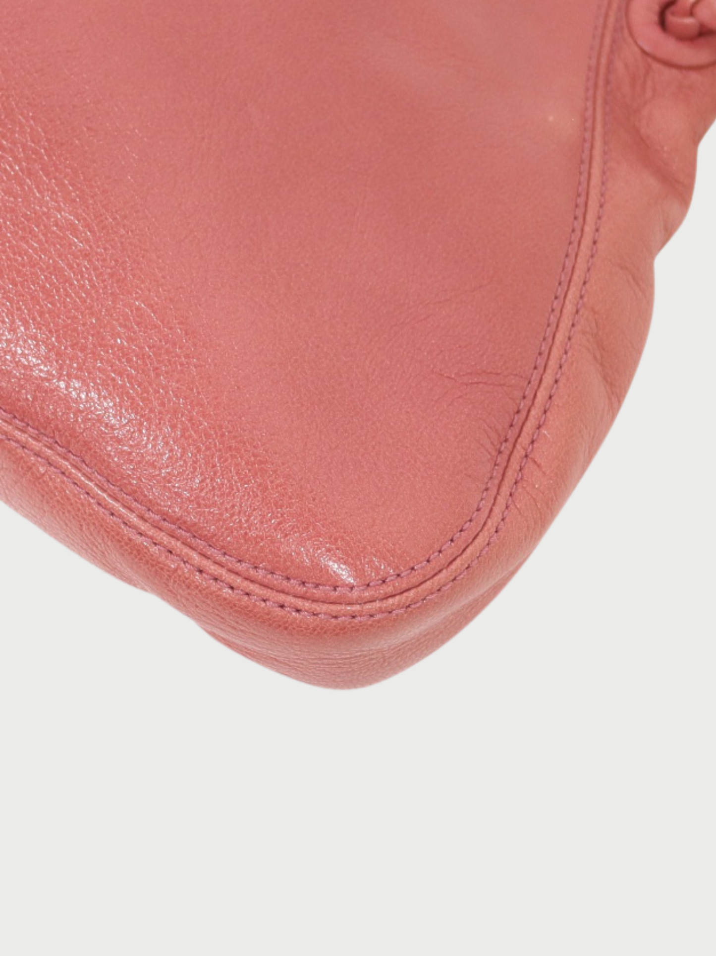 Bottega Veneta 2000s Pink Leather Logo Embossed One-Shoulder Bag