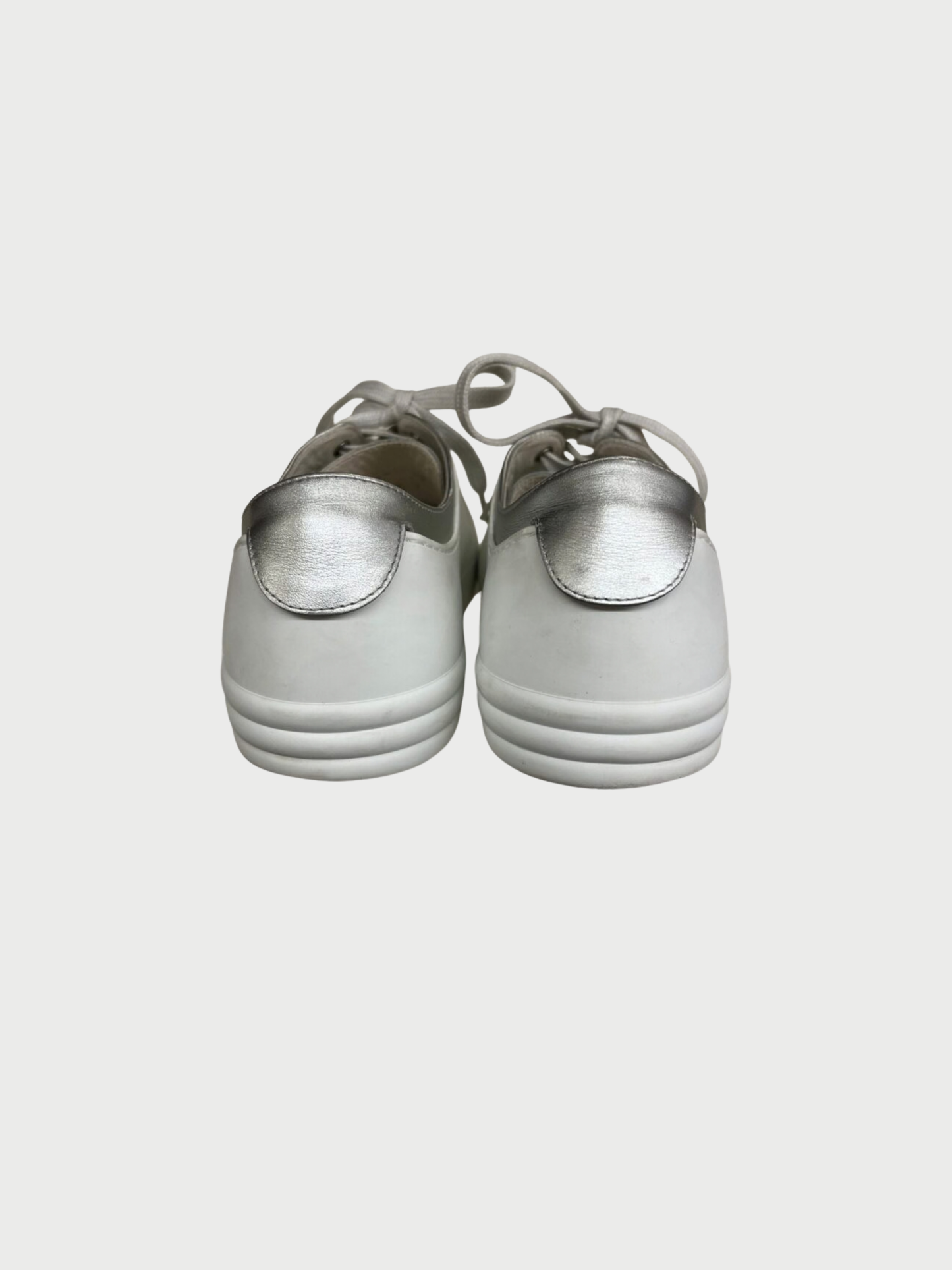 Chanel 2010s White Rubber Silver Leather CC Sneakers
