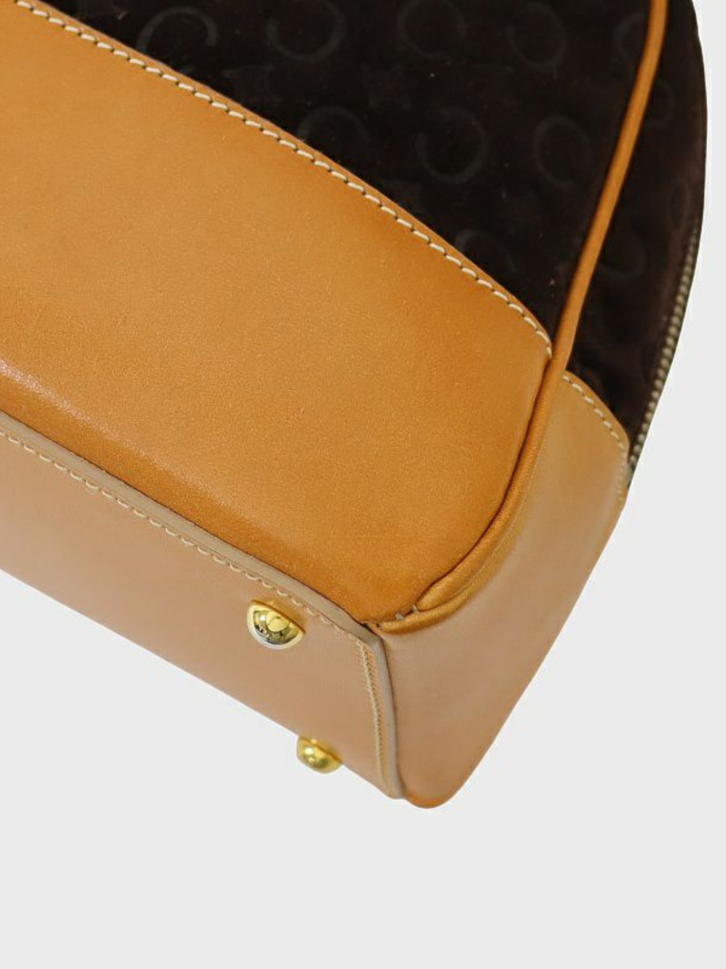 Celine 2000s Brown Suede Leather C-Macadam Handbag