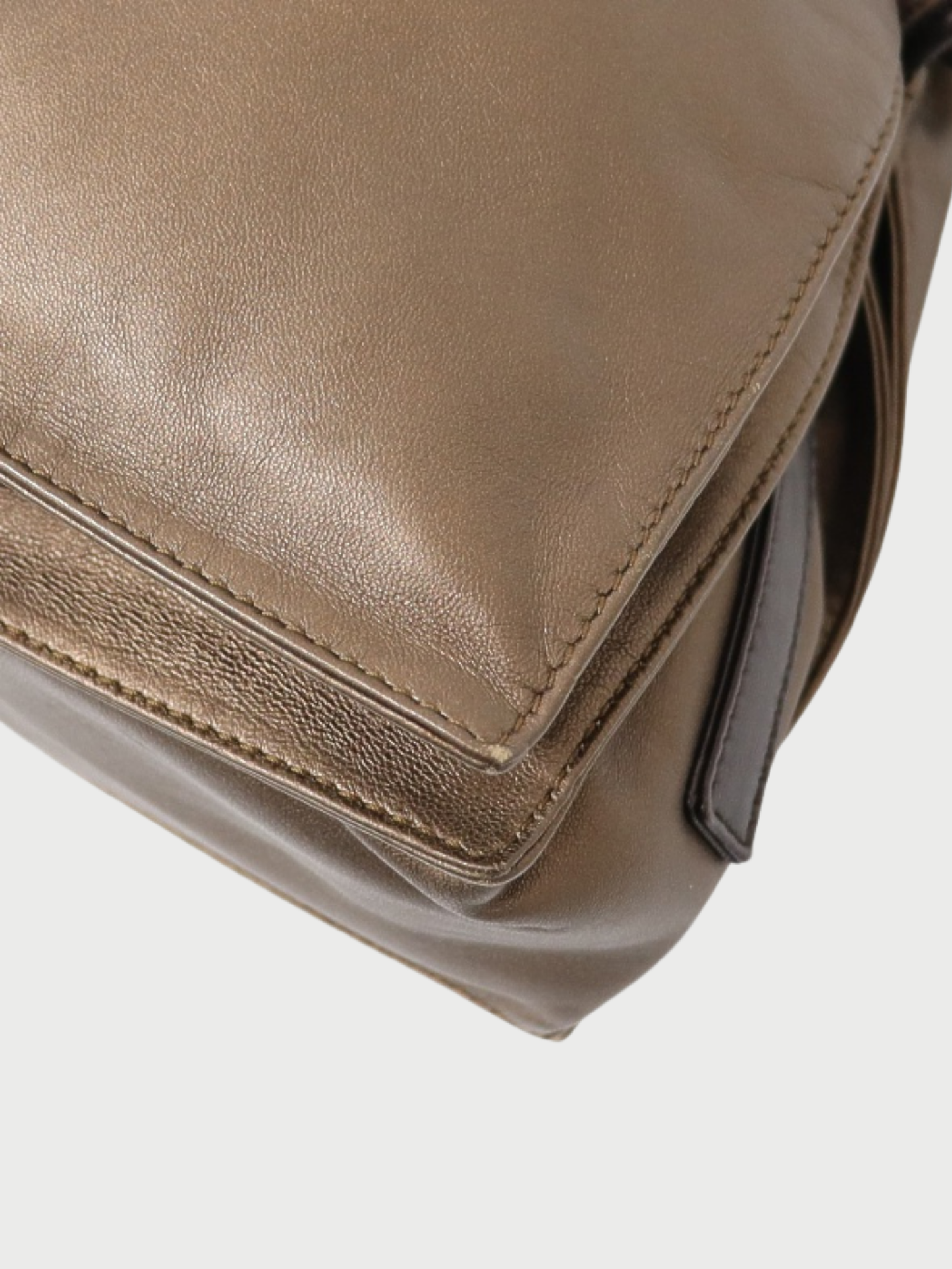 Loewe 2000s Metallic Brown Leather Flamenco Bag