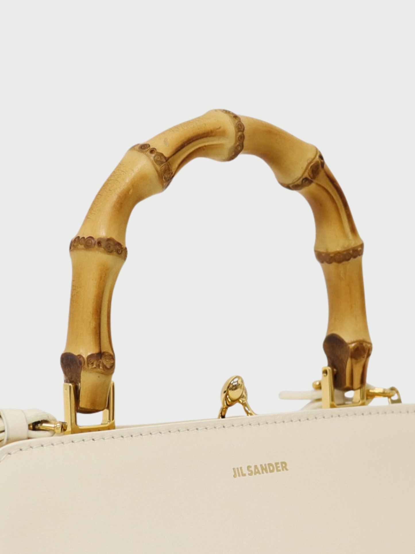 Jil Sander 2020s Ivory Leather Goji Bamboo Mini Bag
