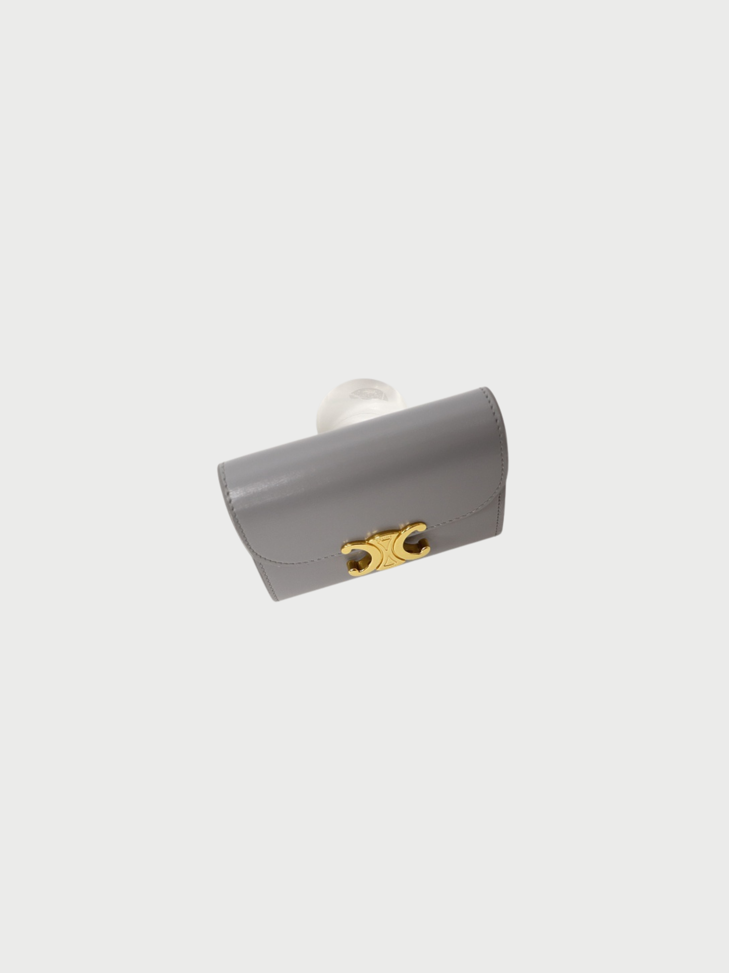 Celine 2020s Light Gray Leather Triomphe Small Flap Wallet