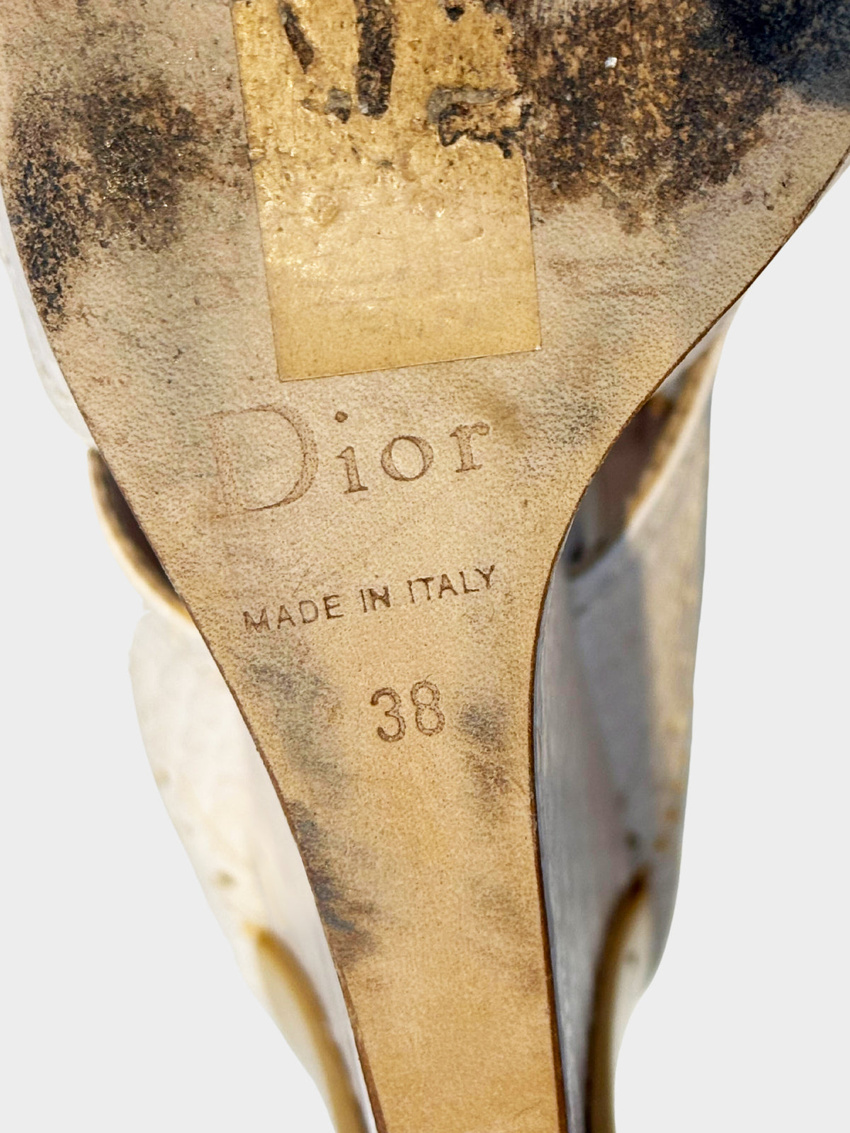 Christian Dior 2000s White Stamped Croc "Bonnie" Wedge Sandals