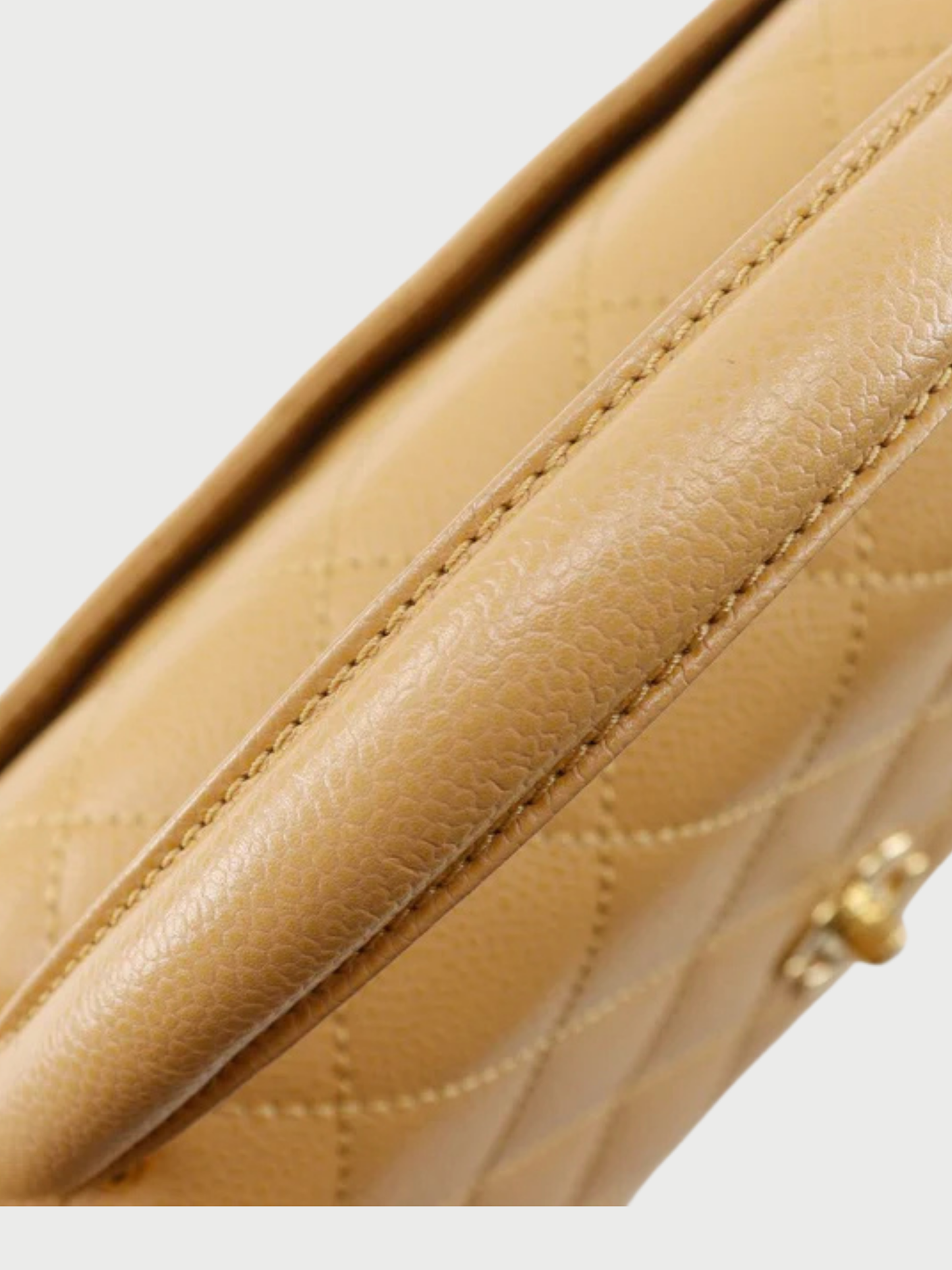 Chanel 2000s Beige Caviar Leather Matelassé Top Handle Bag