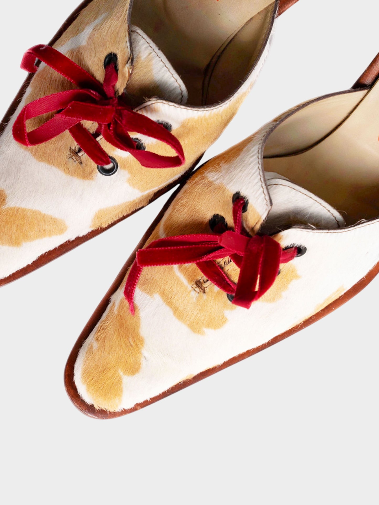 Miu Miu SS 1998 Beige Cowhide Wooden Heels
