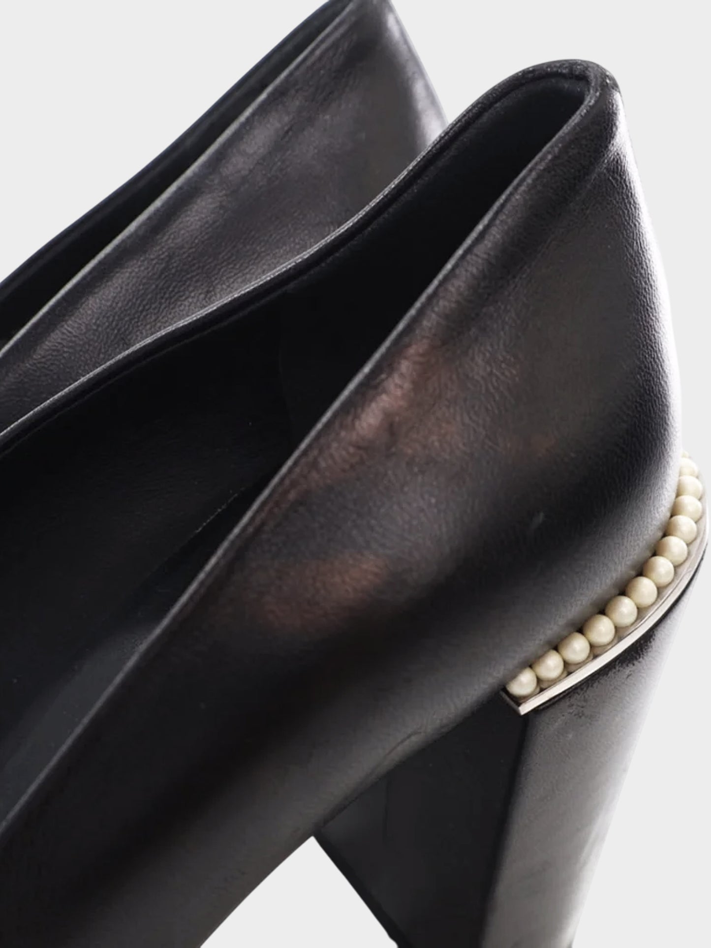 Chanel SS 2017 Black Leather CC Pumps with Faux Pearl Stacked Heels