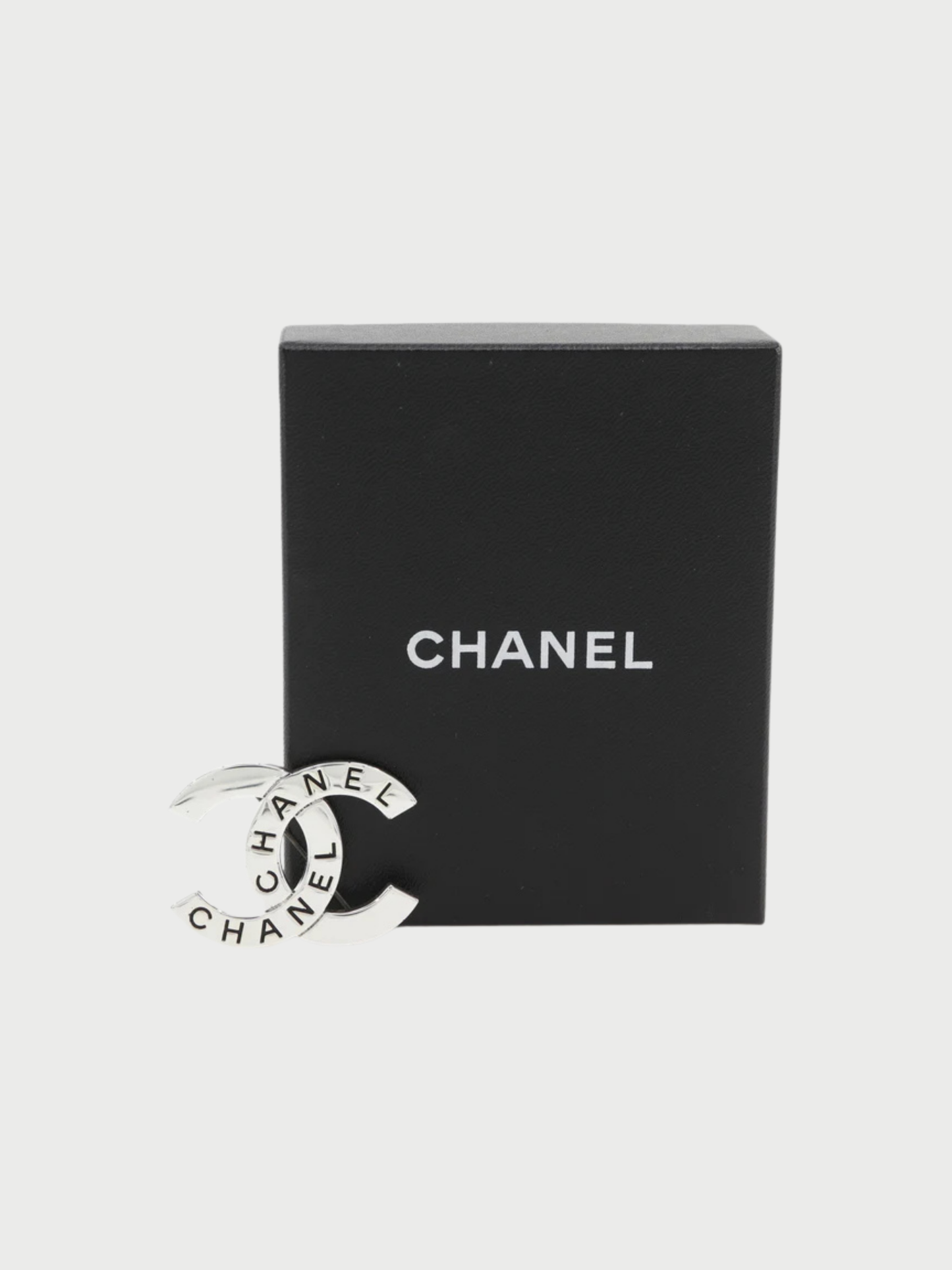 Chanel Spring 1998 Silver Metal Coco Mark Logo Brooch