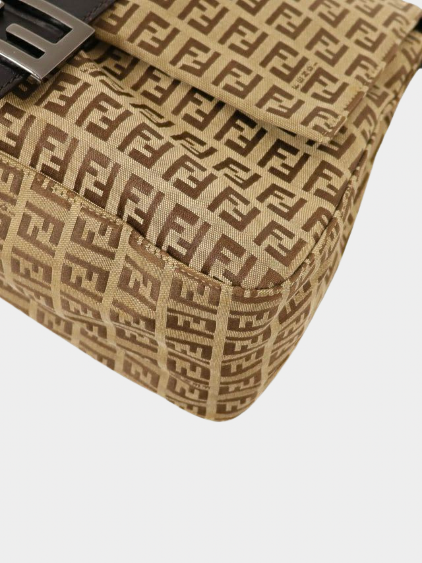 Fendi 2000s Beige Zucca Canvas Mamma Baguette Bag