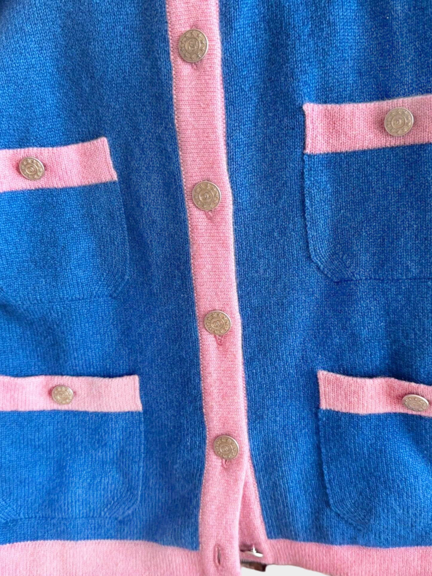Chanel SS 2013 Bi-color Blue and Pink Cashmere Cardigan