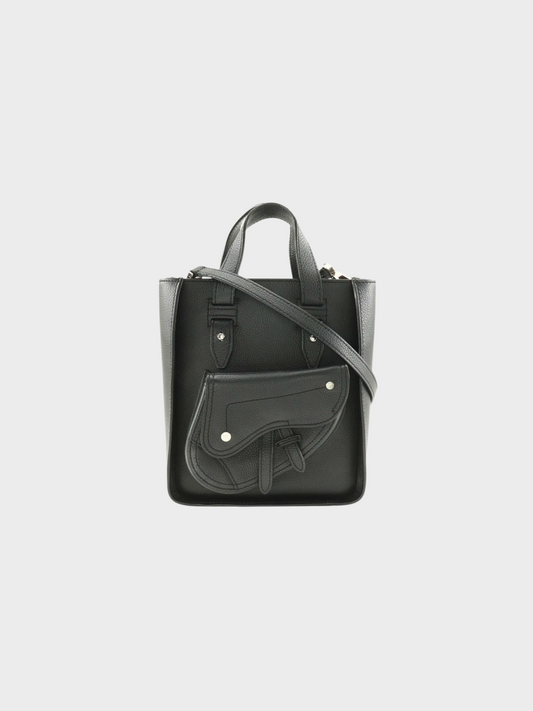 Christian Dior 2010s Black Saddle Mini Two-Way Handbag