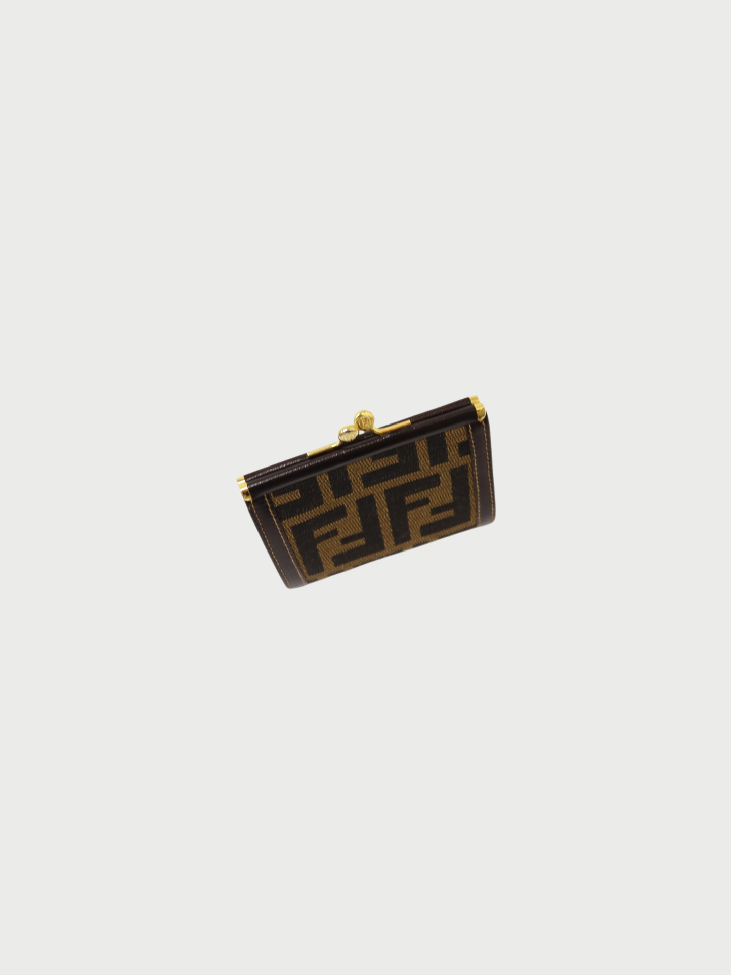 Fendi 2000s Brown Leather Zucca Coin Case