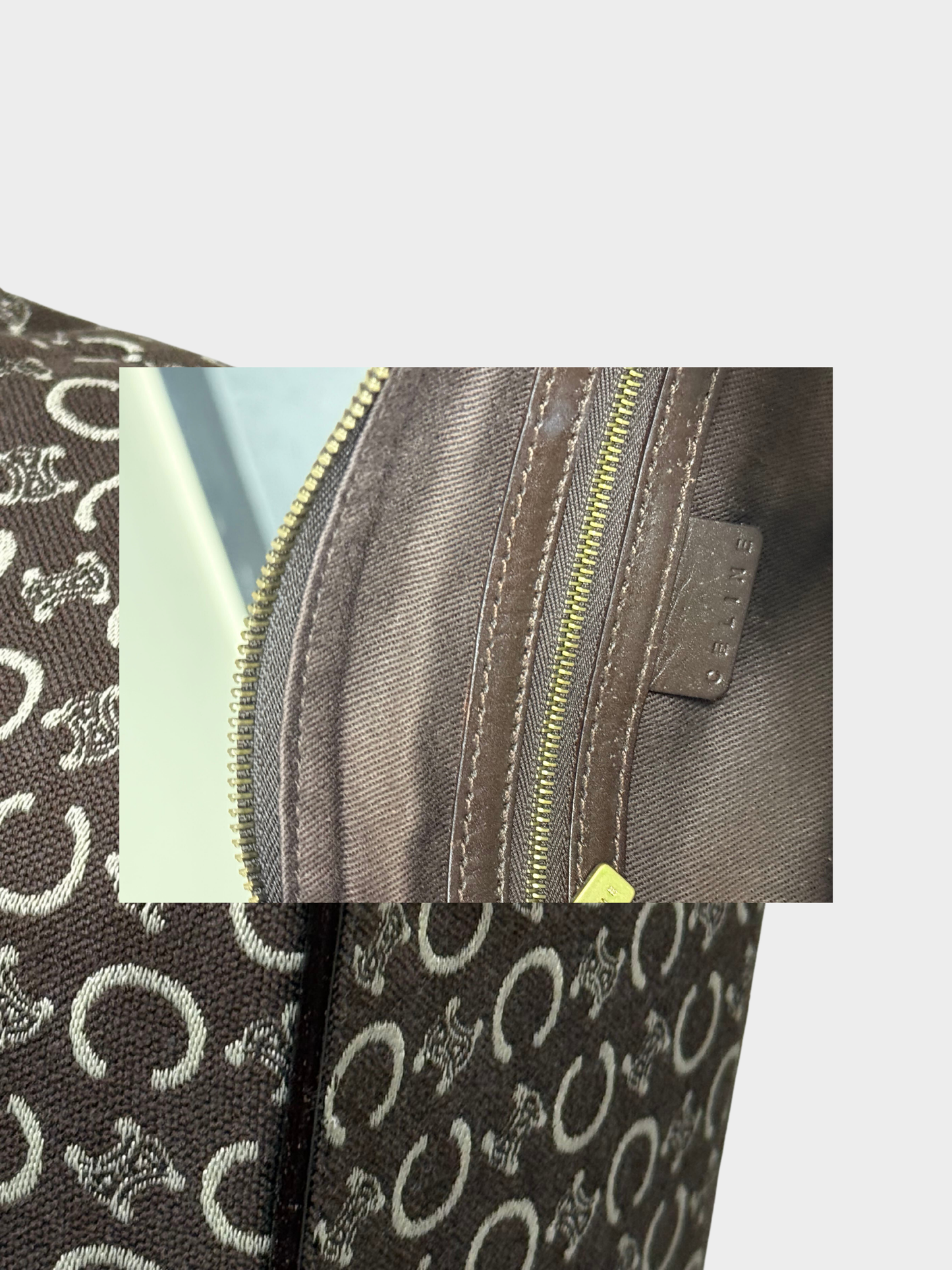 Celine 2000s Dark Brown C Macadam Pochette Shoulder Bag