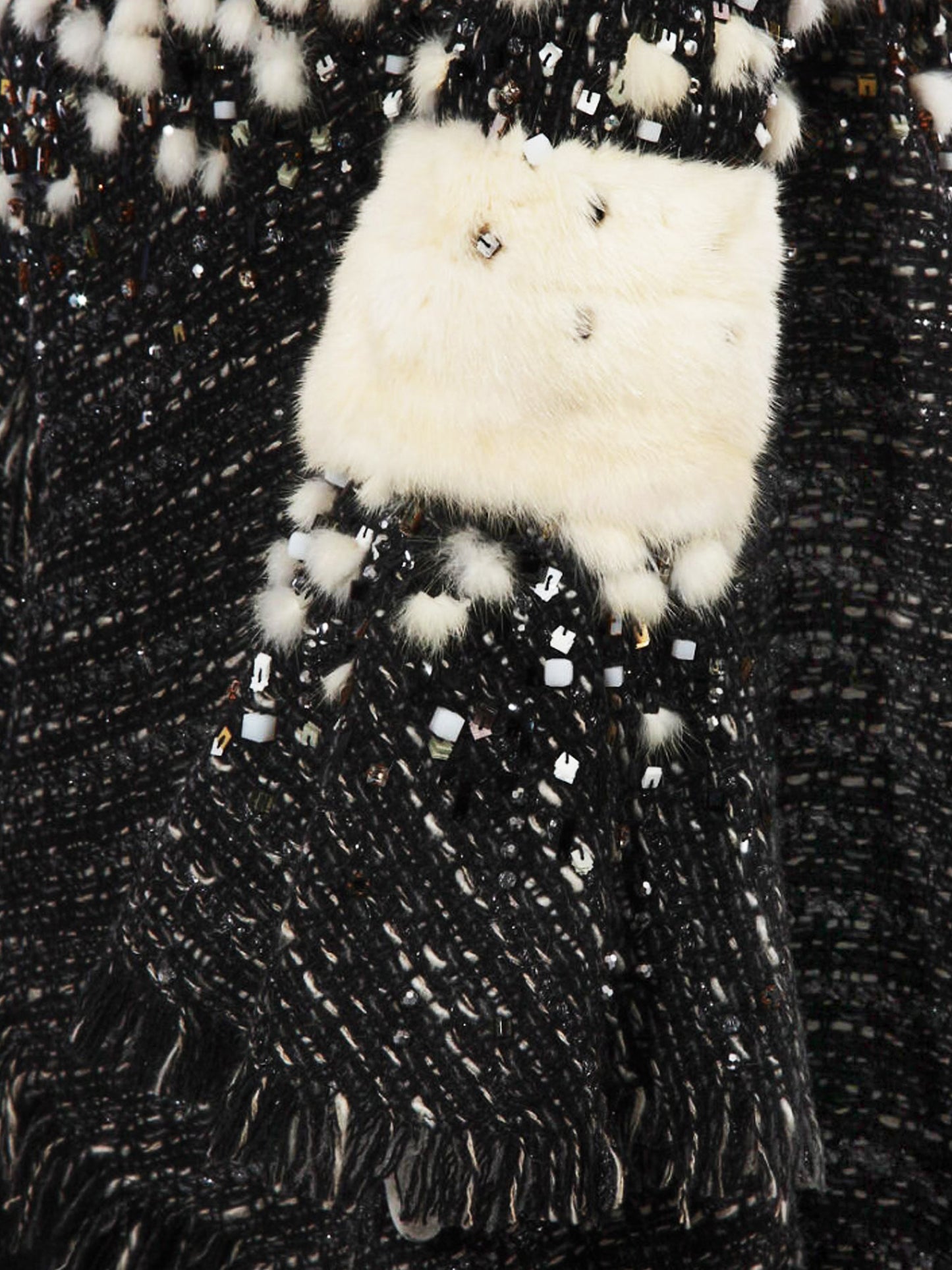 Chanel AW 2003-2004 Embroidered Tweed and Ermine Cocktail Dress
