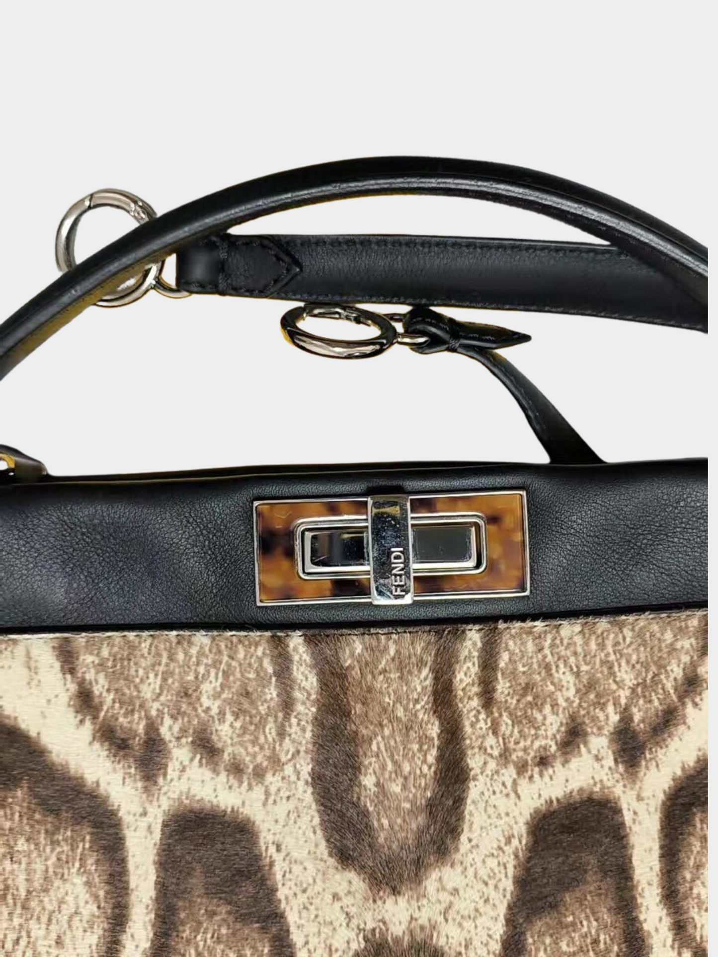Fendi 2010s Blue Animal Print Ponyhair Top Handle Bag
