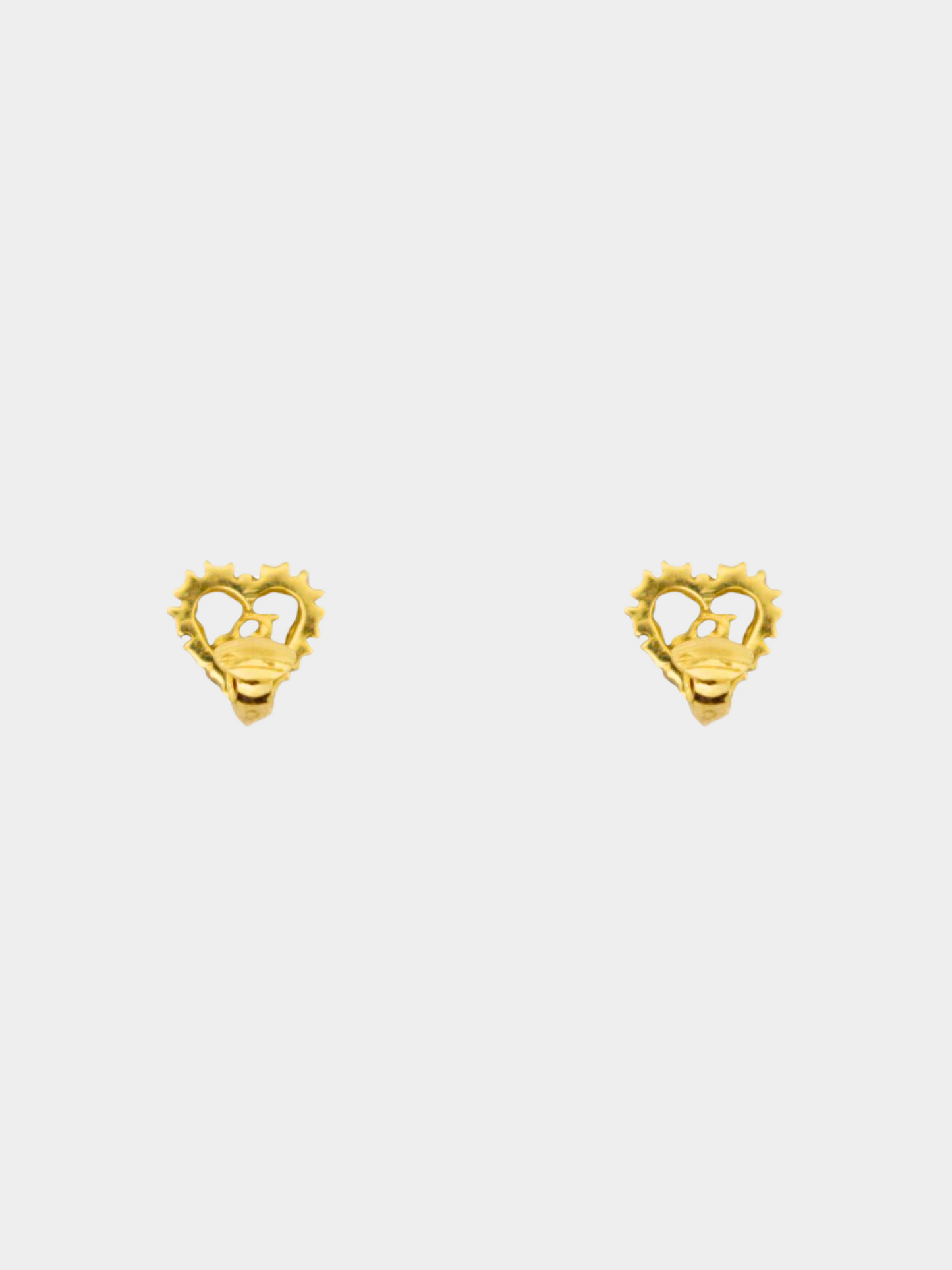 Christian Dior 2010s Gold Heart Rhinestone Clip-on Earrings
