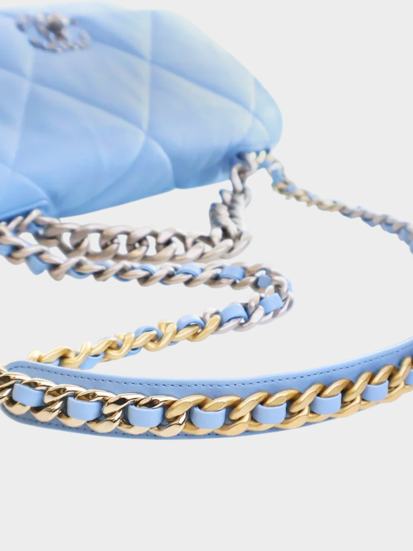 Chanel SS 2022 19' Blue Lambskin Quilted Large Flap Bag