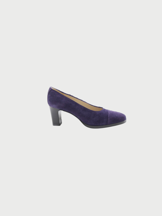Chanel 1998 Purple Suede COCO Mark Pumps