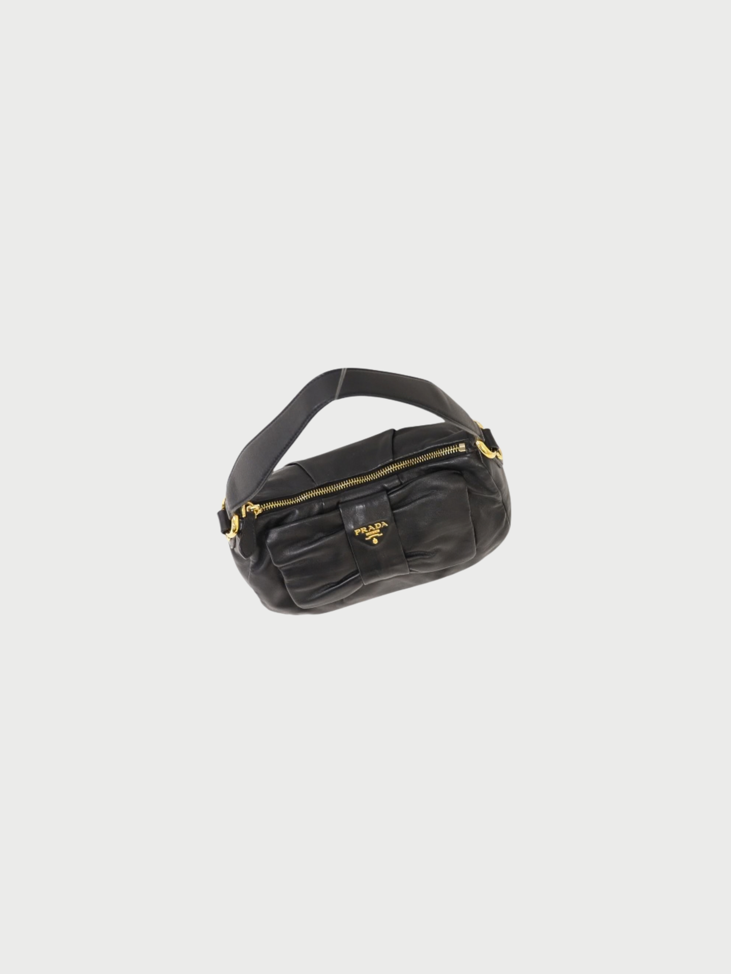 Prada 2000s Black Leather Logo Hardware One Shoulder Bag