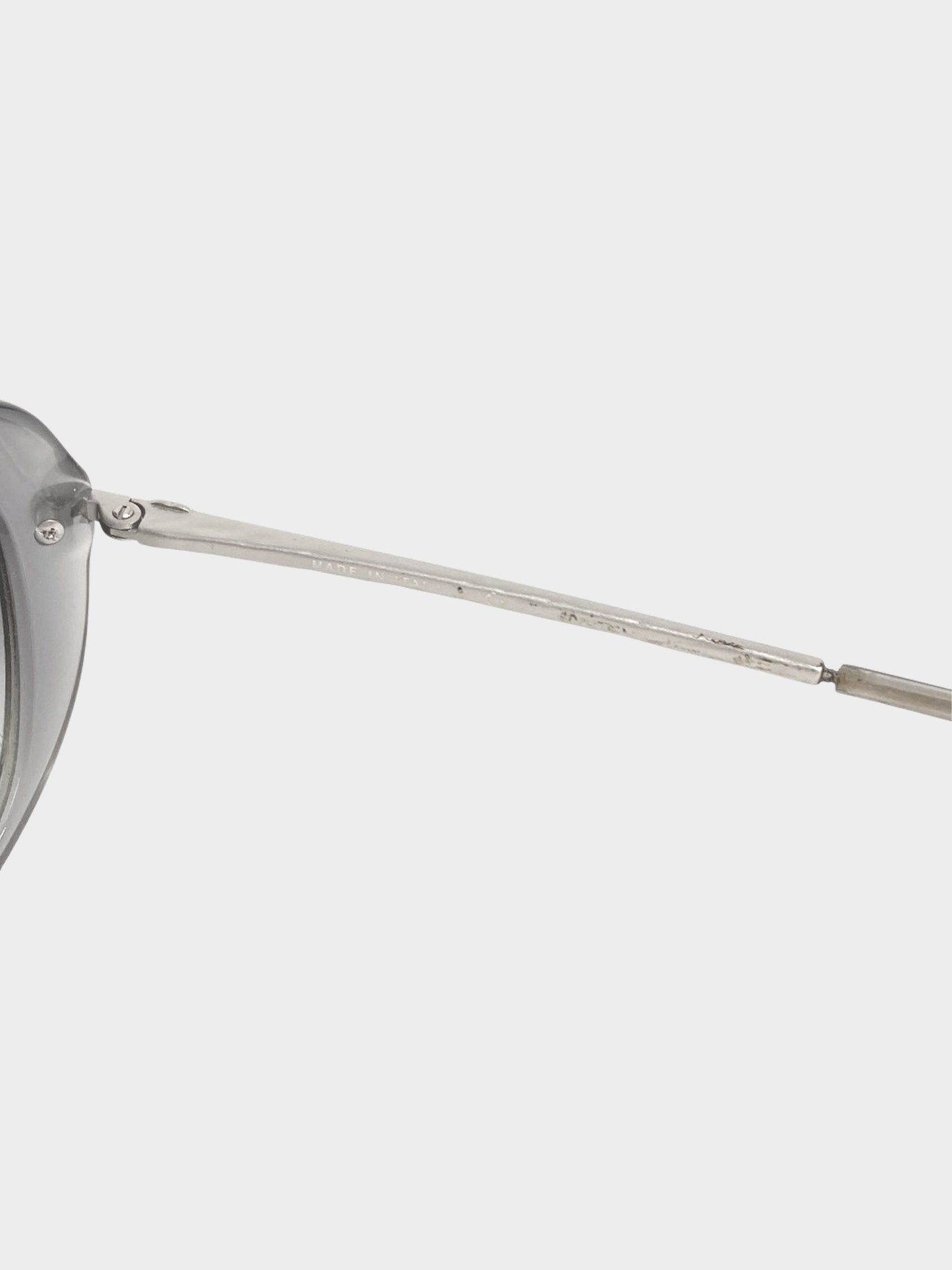 Chanel 2000s Grey and Silver Crystal-embellished Round CC Sunglasses
